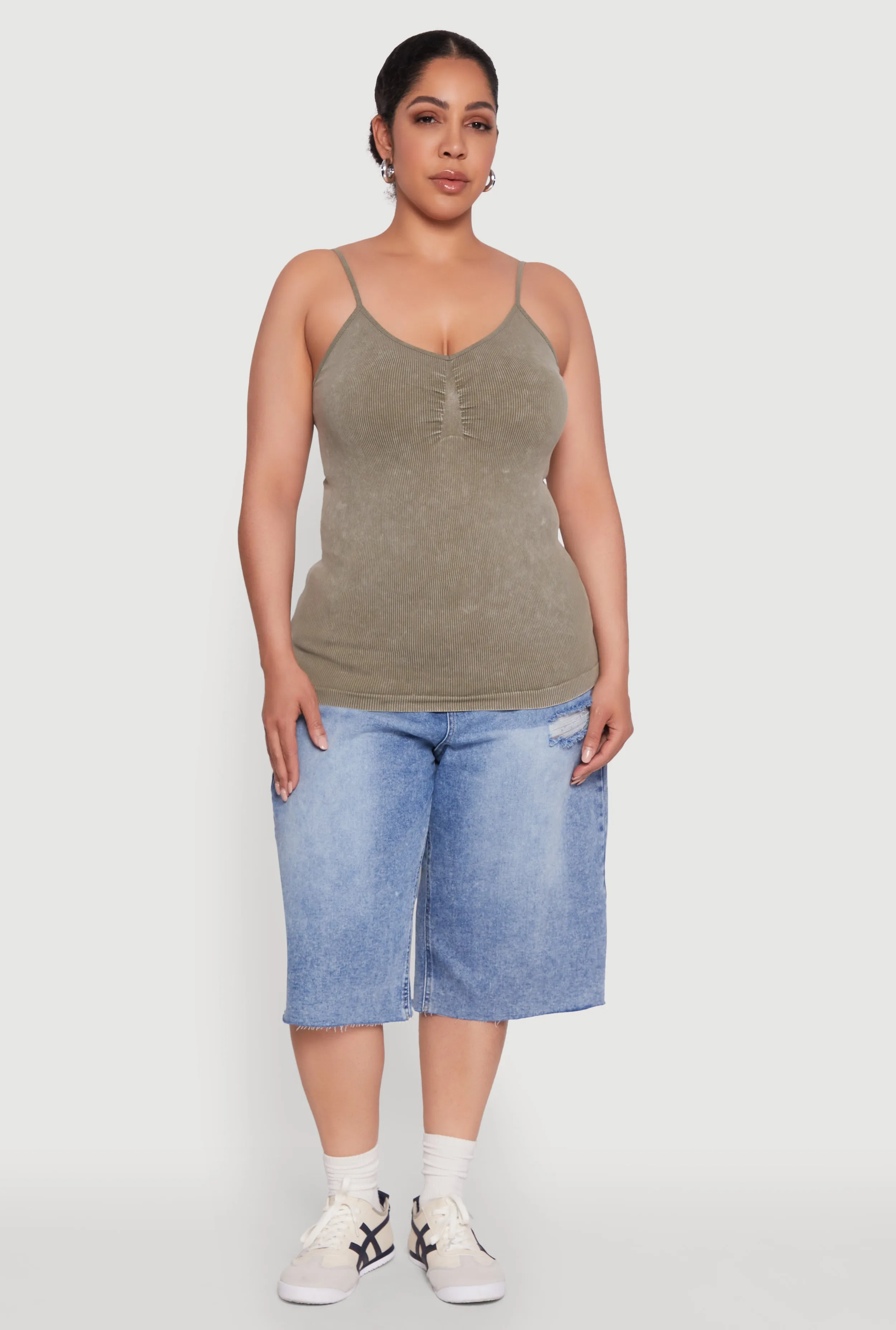 Plus Size Ribbed Knit Seamless Mineral Wash Cami sold by Rainbow product image thumbnail 3