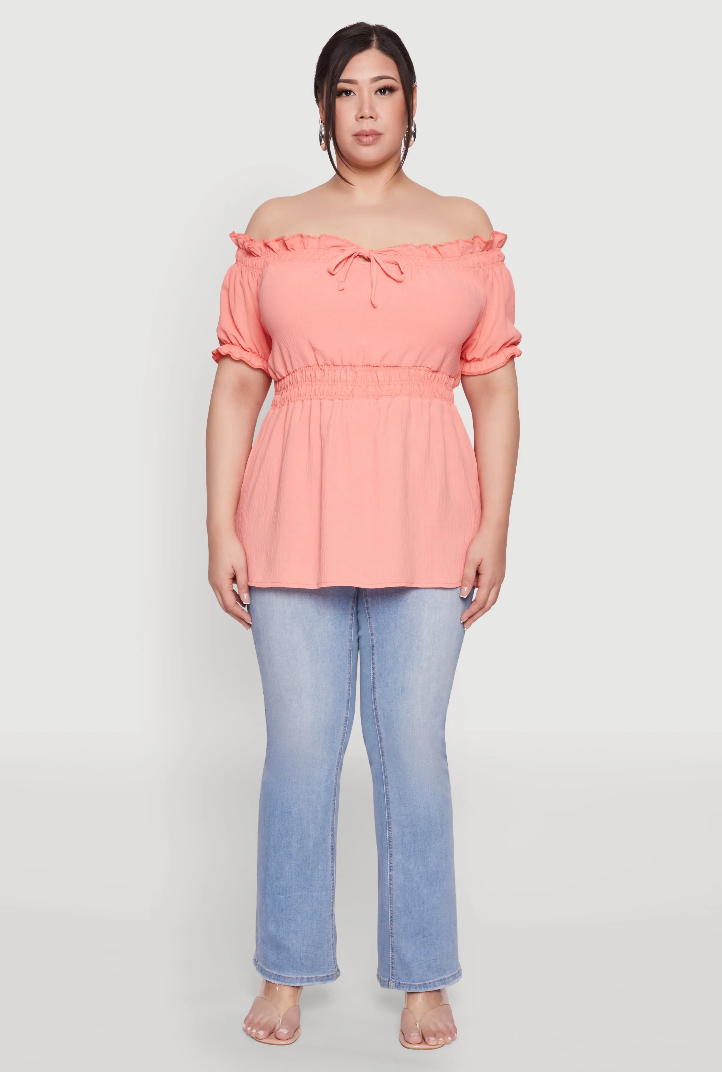 Plus Size Off the Shoulder Peplum Top sold by Rainbow product image thumbnail 3
