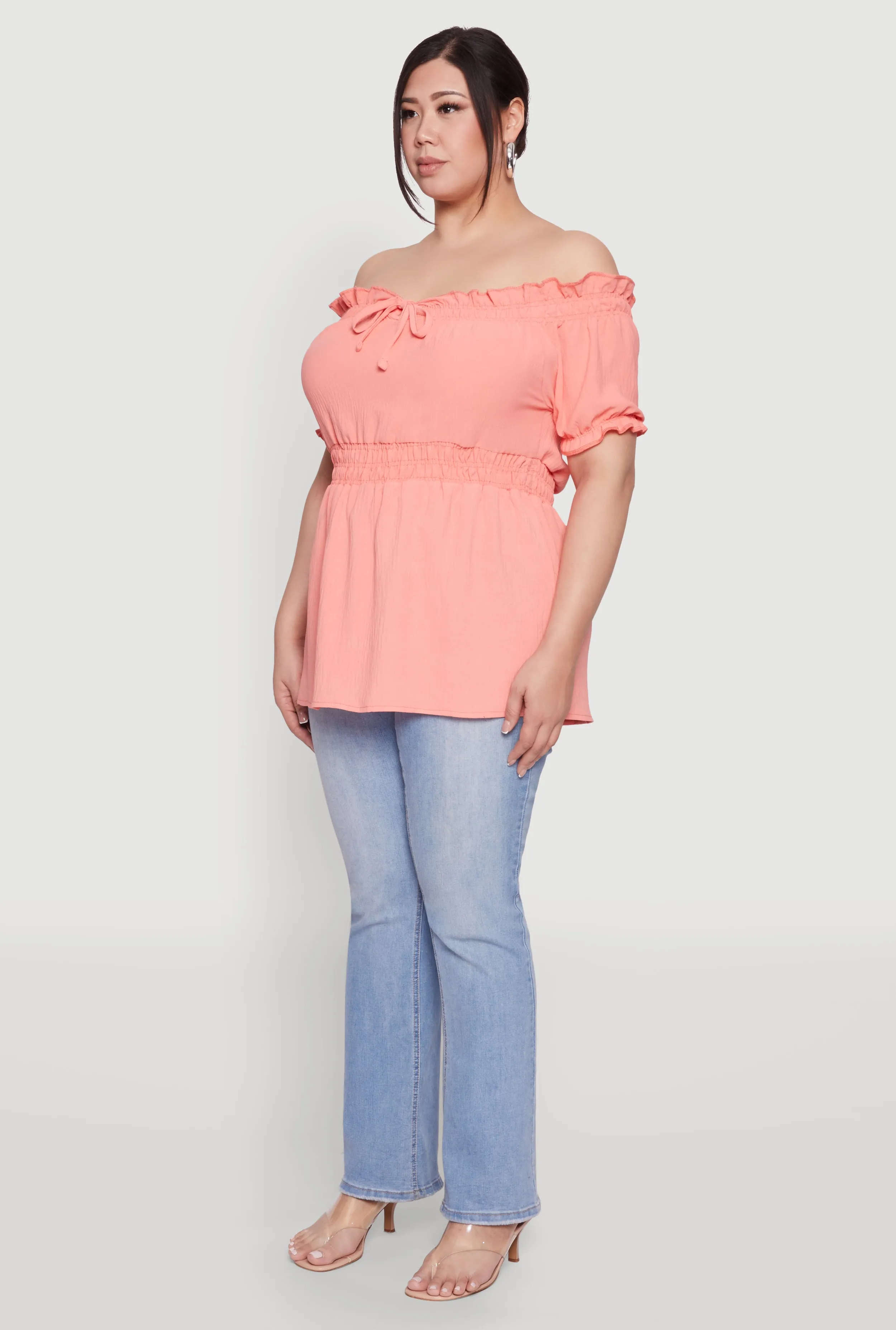 Plus Size Off the Shoulder Peplum Top sold by Rainbow product image thumbnail 5
