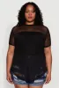 Plus Size Mesh Crew Neck Tunic Top sold by Rainbow