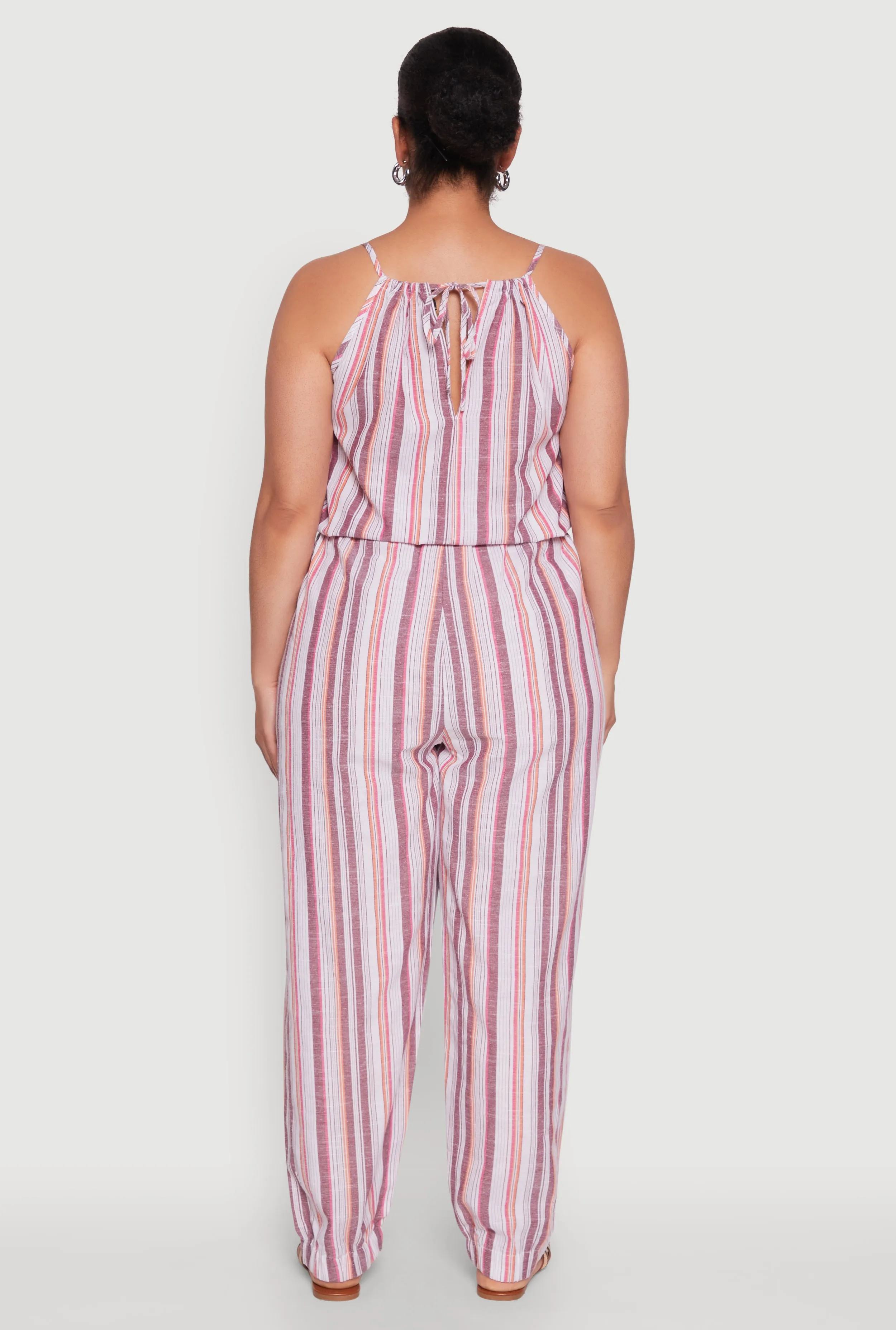 Plus Size Striped Wood Beaded Trim Jumpsuit sold by Rainbow product image thumbnail 5