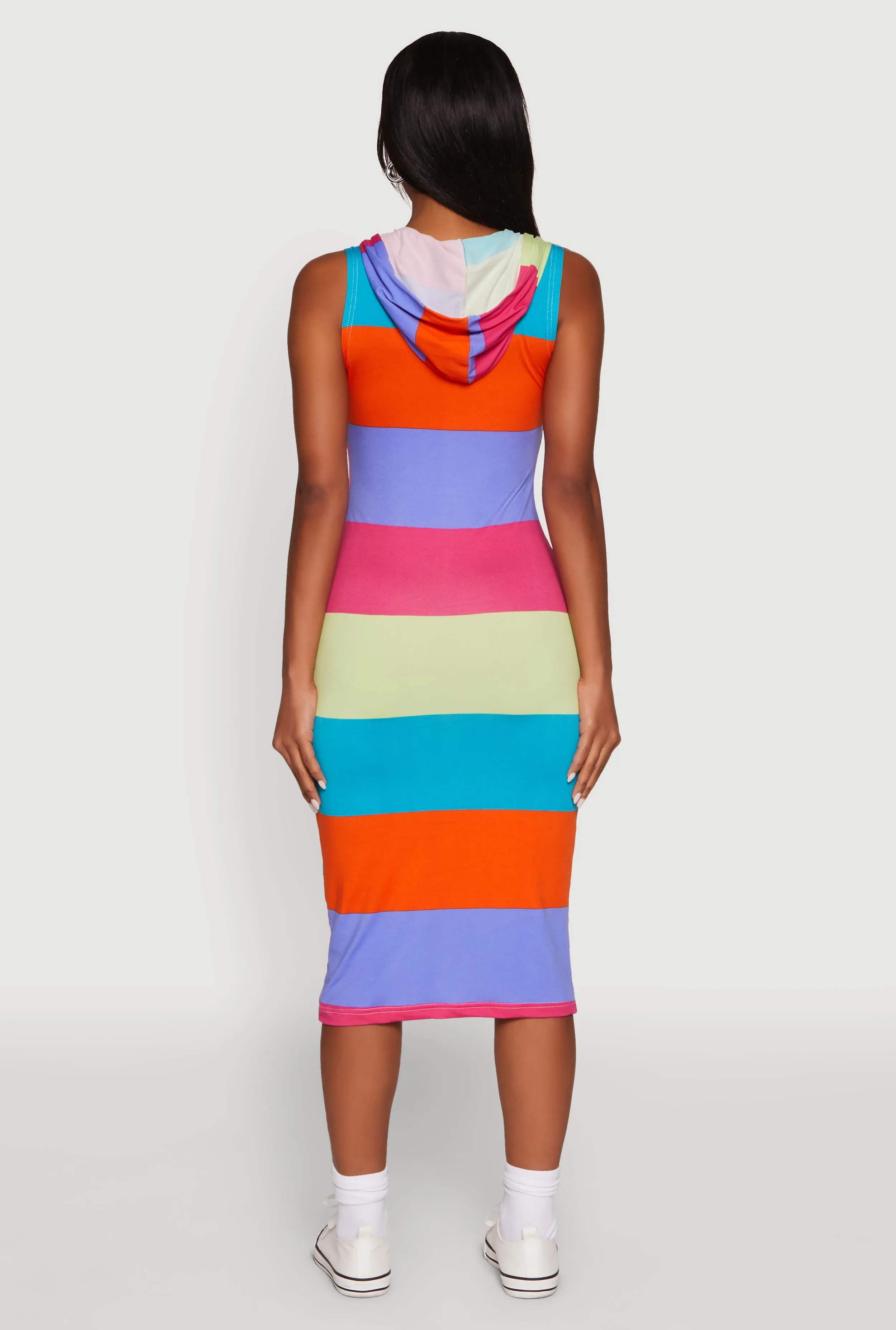 Color Block Stripe Hooded Tank Dress sold by Rainbow product image thumbnail 5