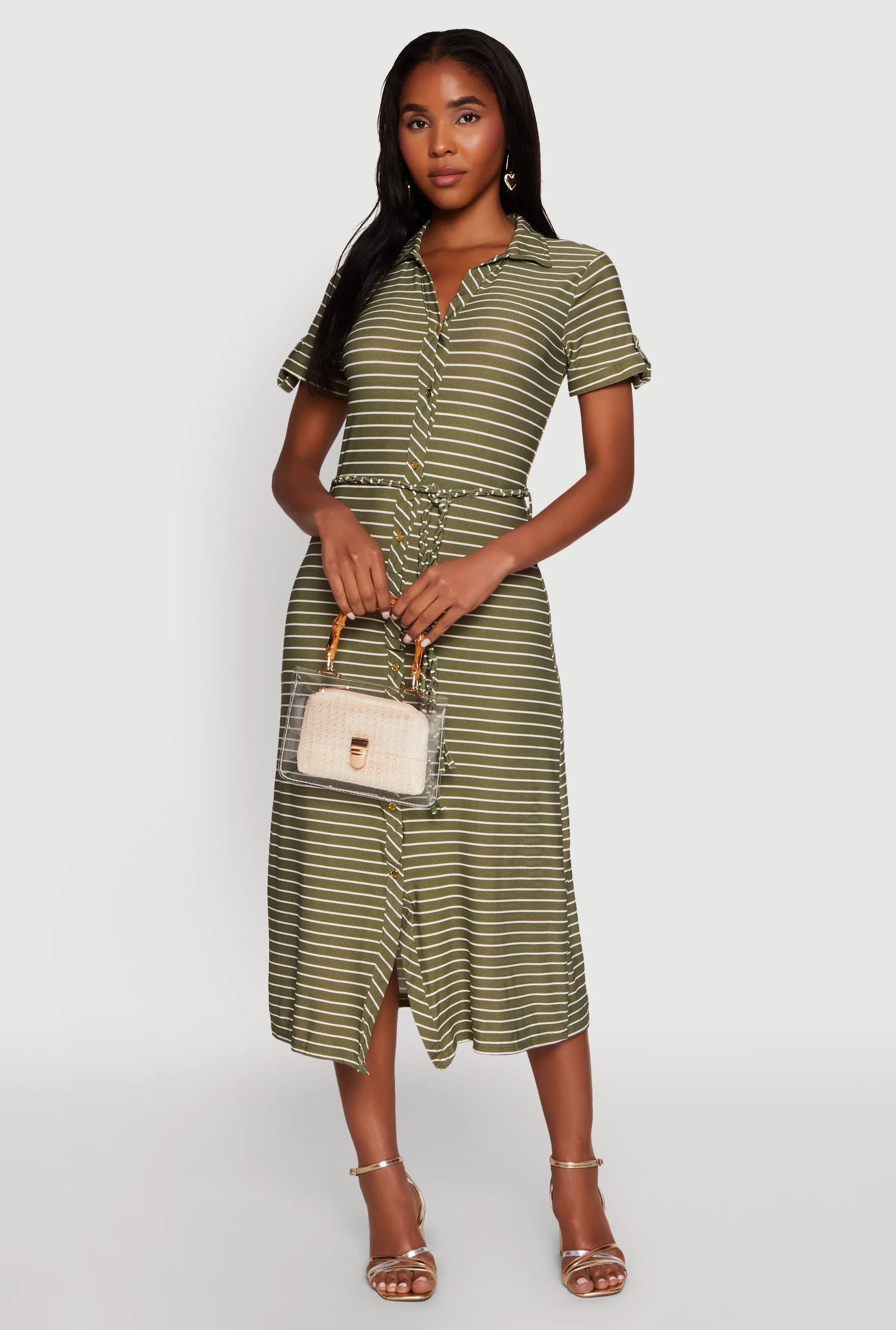 Crepe Knit Striped Shirt Dress sold by Rainbow product image thumbnail 2