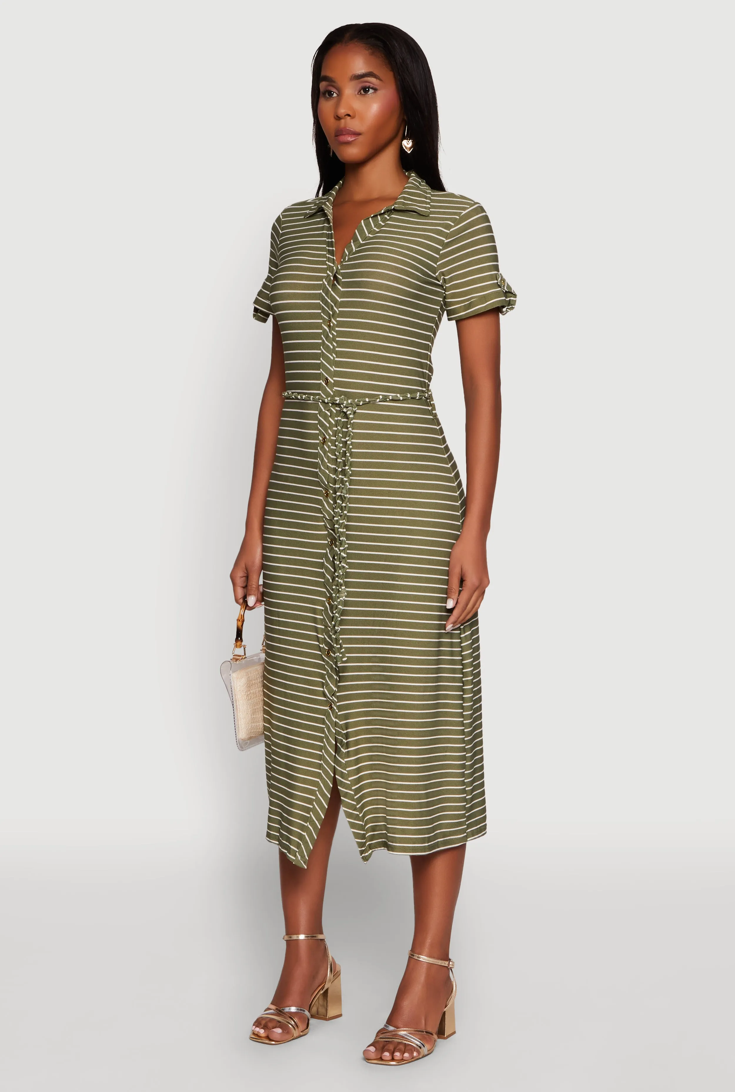 Crepe Knit Striped Shirt Dress sold by Rainbow product image thumbnail 3
