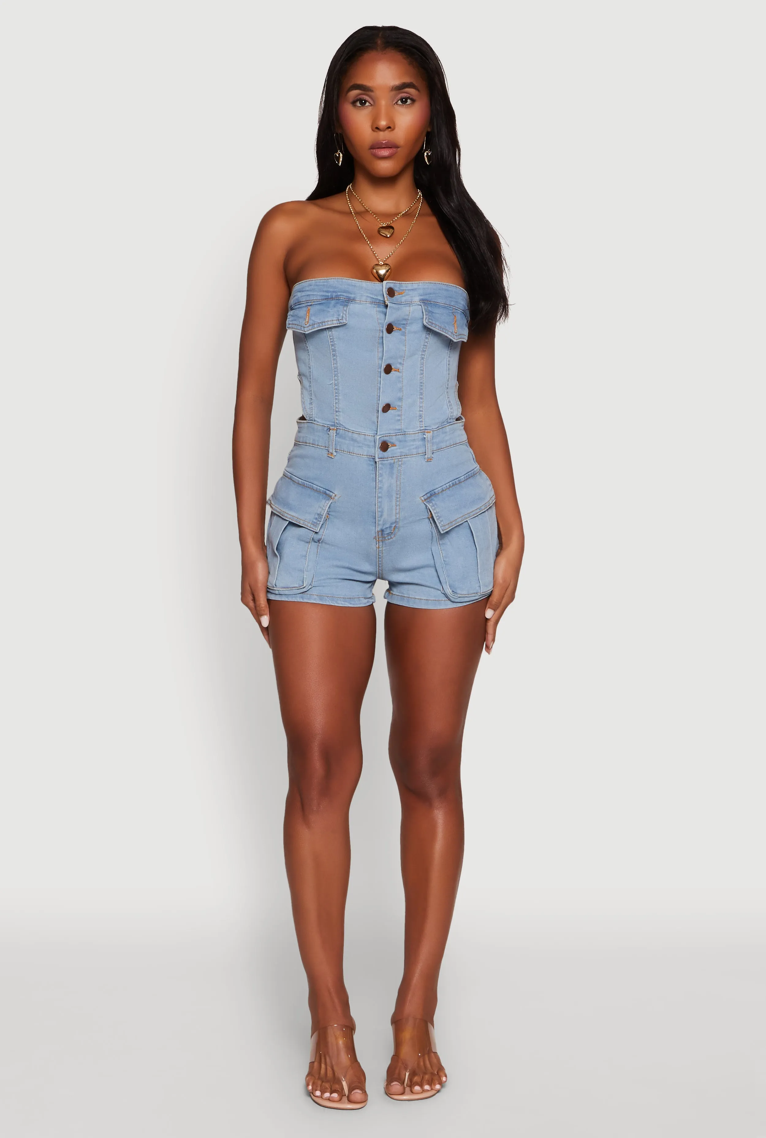 Daisy Denim Cargo Pocket Sleeveless Romper sold by Rainbow product image thumbnail 2