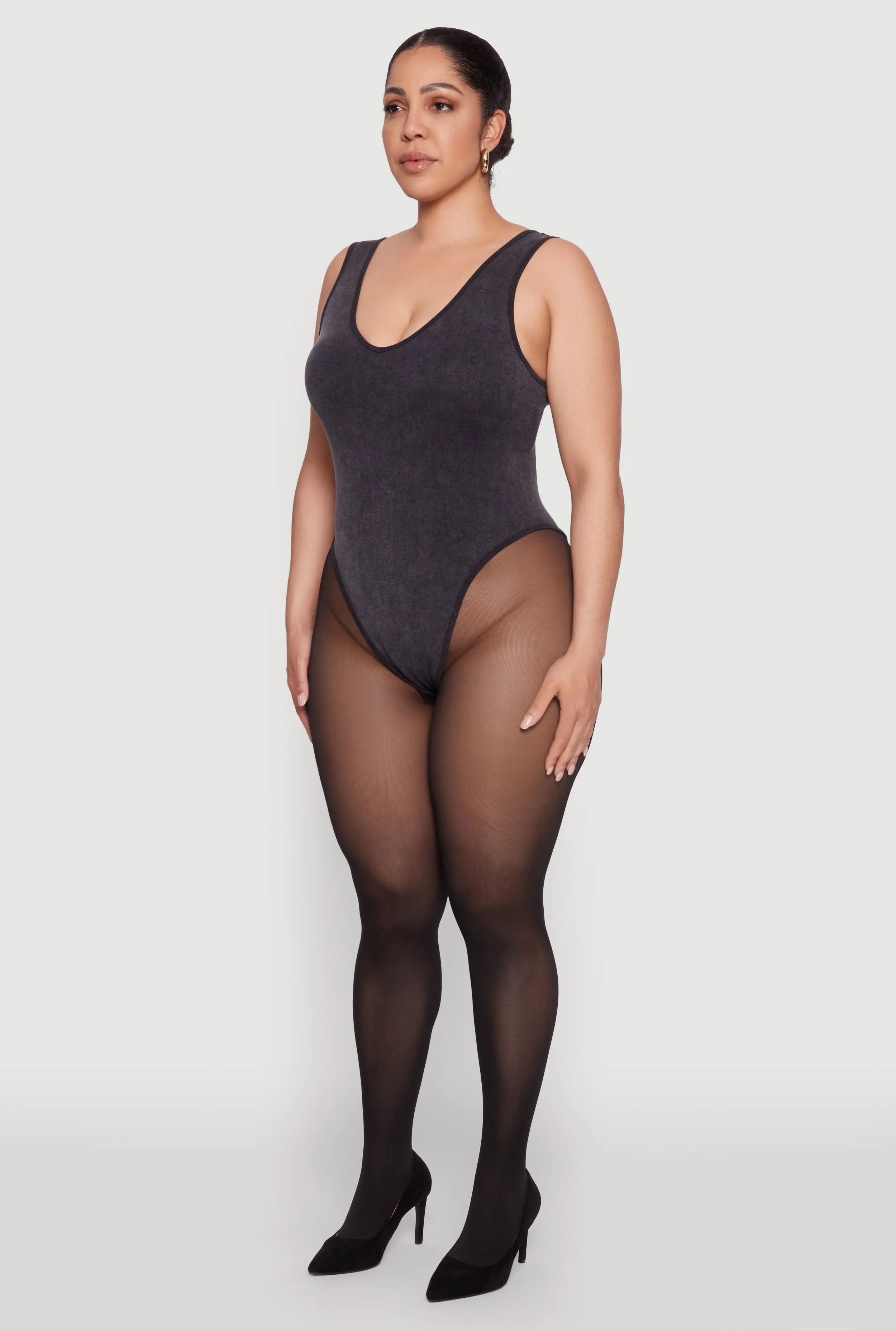 Plus Size Mineral Wash Tank Bodysuit sold by Rainbow product image thumbnail 5