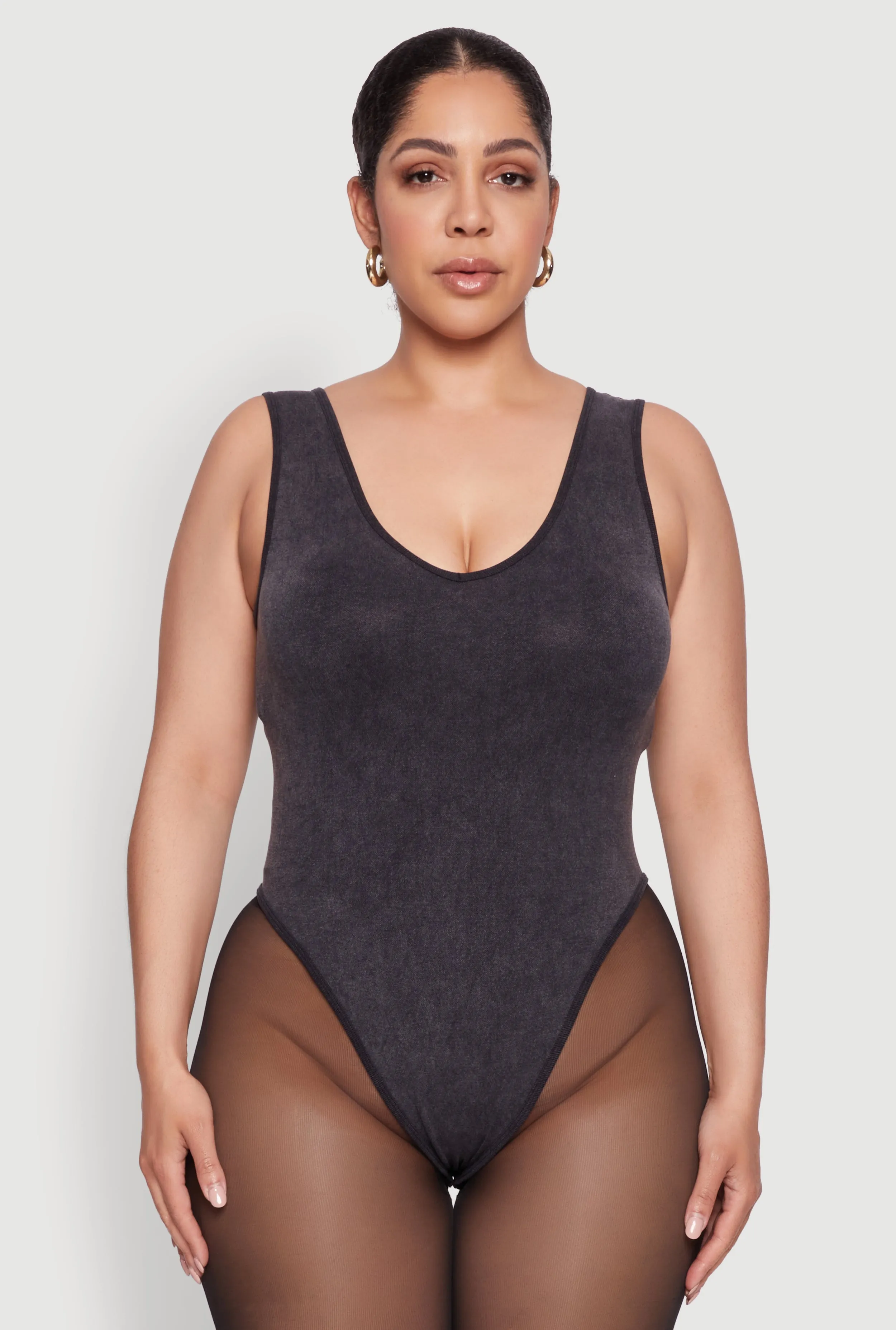 Plus Size Mineral Wash Tank Bodysuit sold by Rainbow product image thumbnail 2
