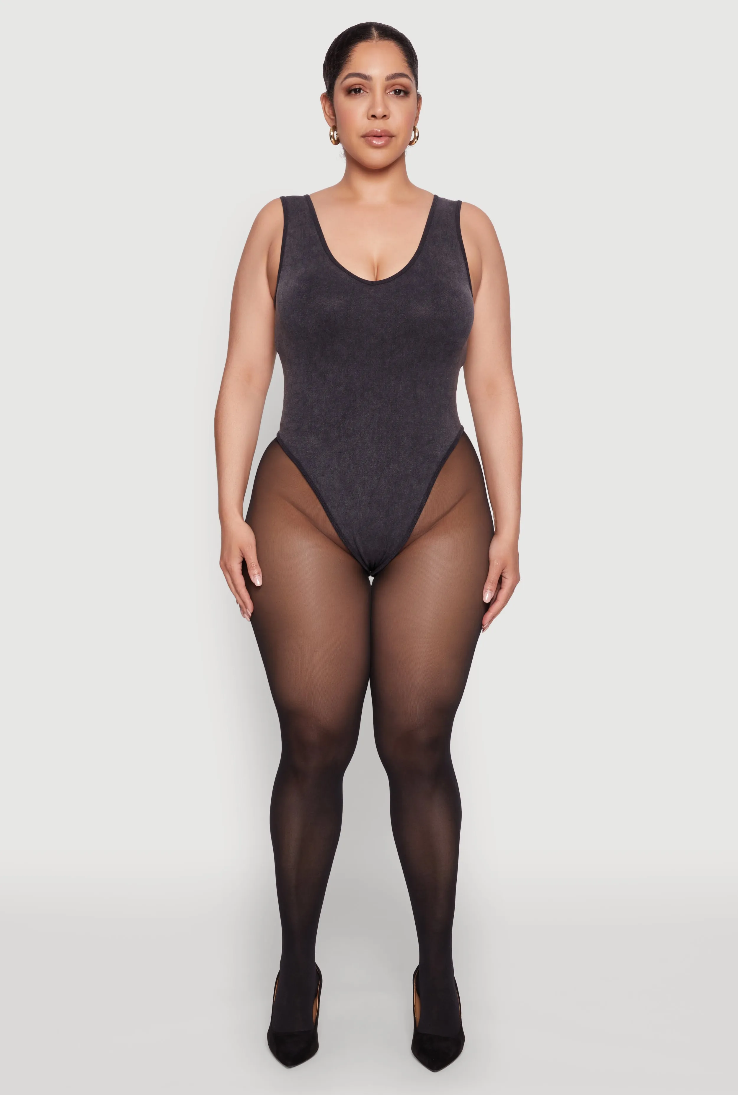 Plus Size Mineral Wash Tank Bodysuit sold by Rainbow product image thumbnail 3