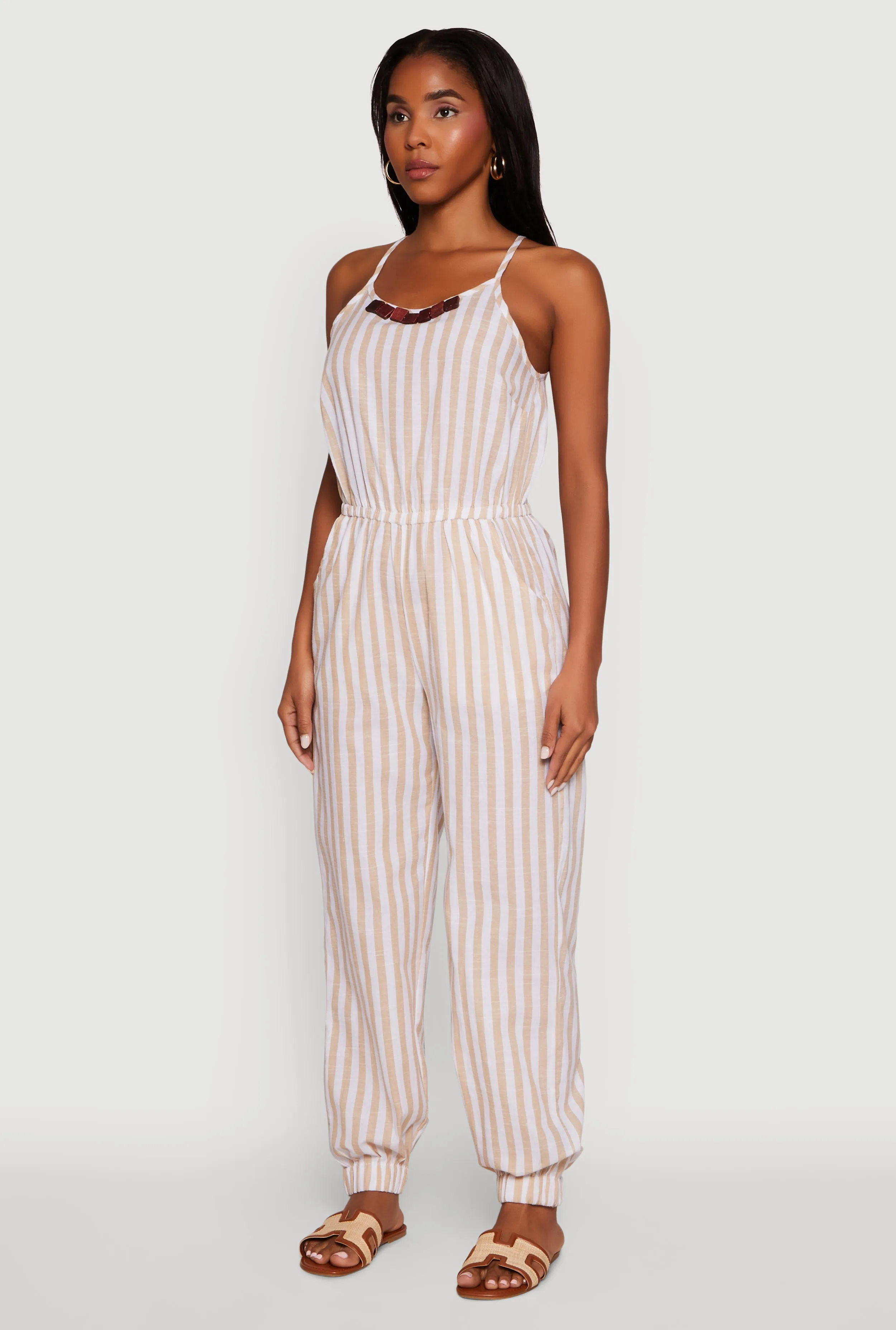 Wooden Beaded Detail Striped Jumpsuit sold by Rainbow product image thumbnail 3