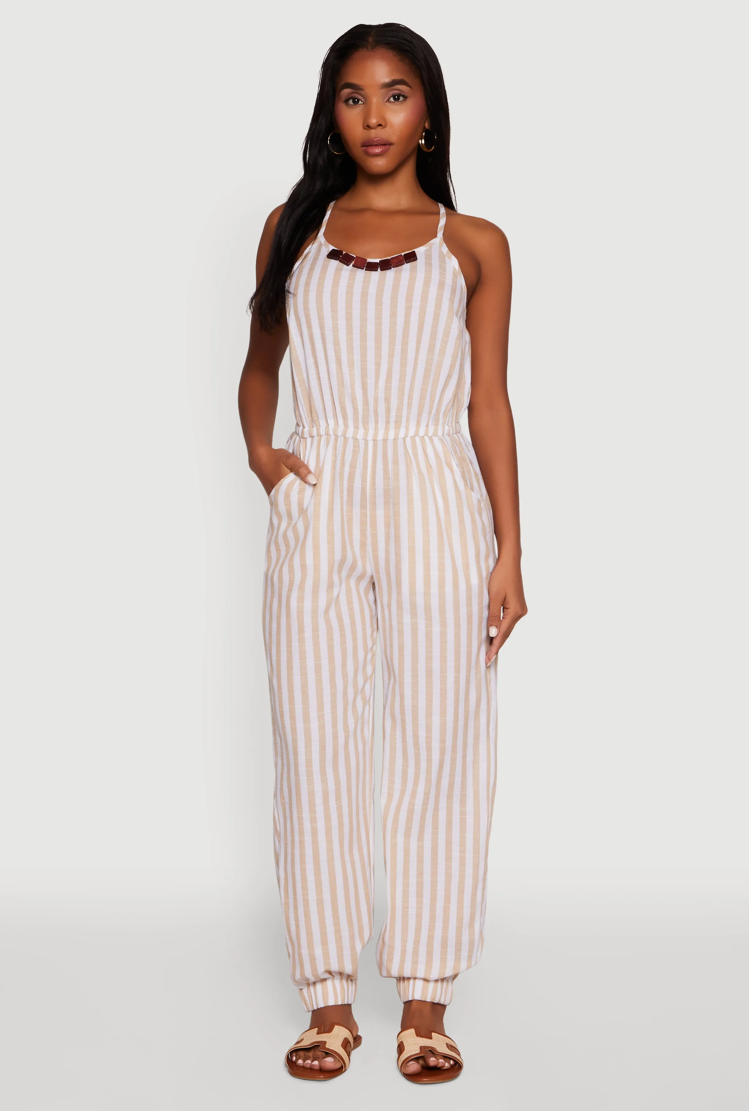 Wooden Beaded Detail Striped Jumpsuit sold by Rainbow product image thumbnail 2