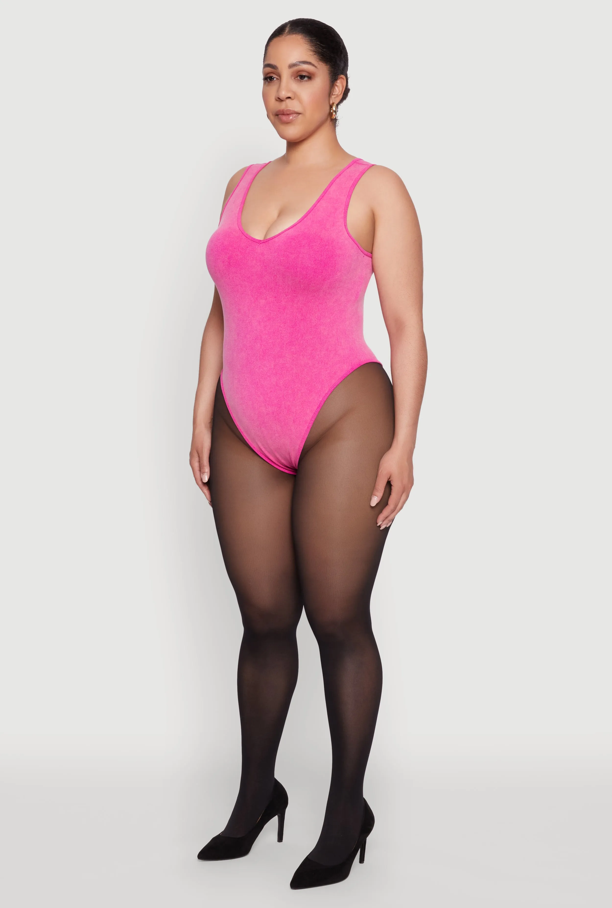 Plus Size Mineral Wash Tank Bodysuit sold by Rainbow product image thumbnail 5