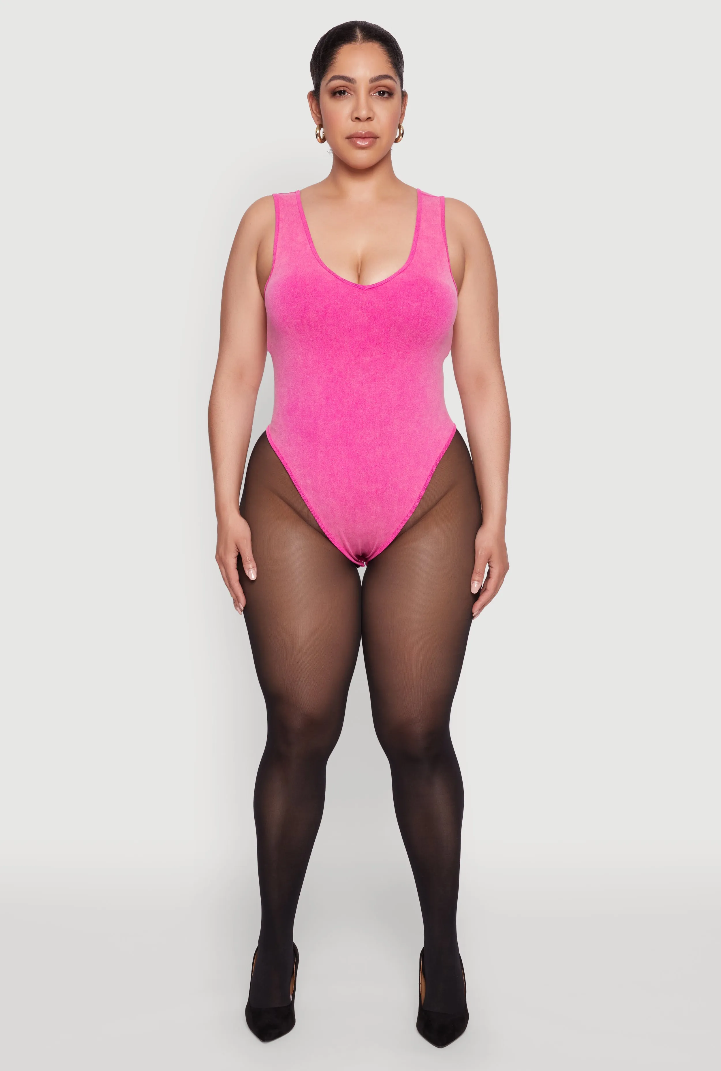 Plus Size Mineral Wash Tank Bodysuit sold by Rainbow product image thumbnail 3