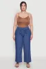 Plus Size Chambray Tie Waist Belted Pants sold by Rainbow