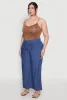 Plus Size Chambray Tie Waist Belted Pants sold by Rainbow