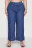Plus Size Chambray Tie Waist Belted Pants sold by Rainbow