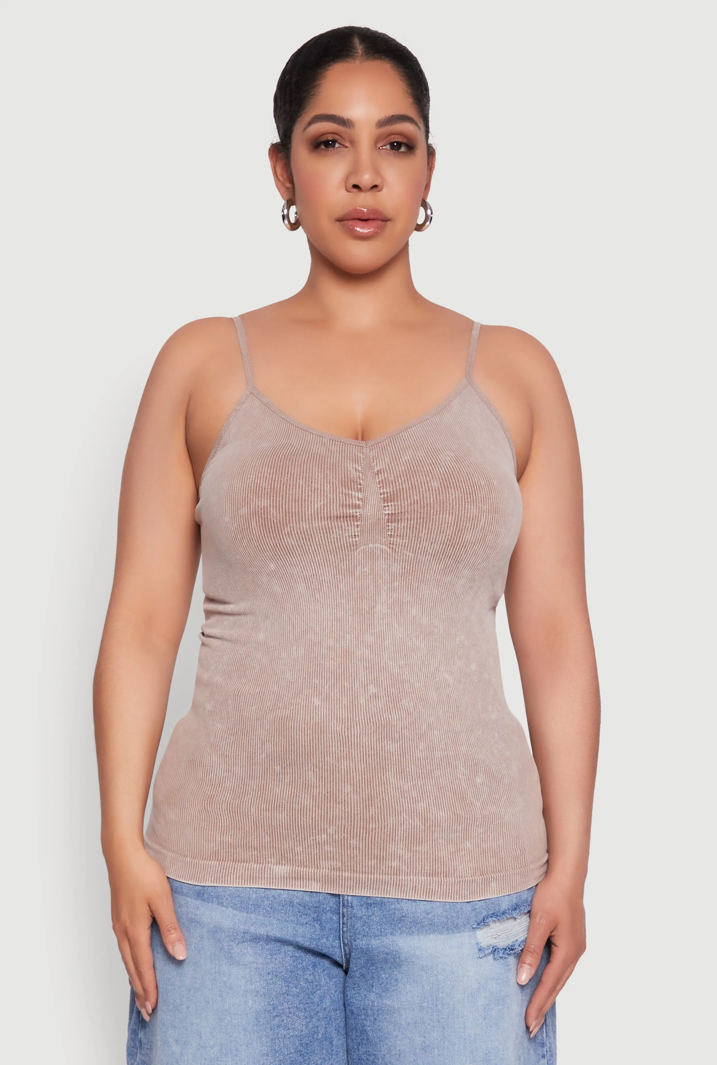 Plus Size Ribbed Knit Seamless Mineral Wash Cami sold by Rainbow product image thumbnail 2