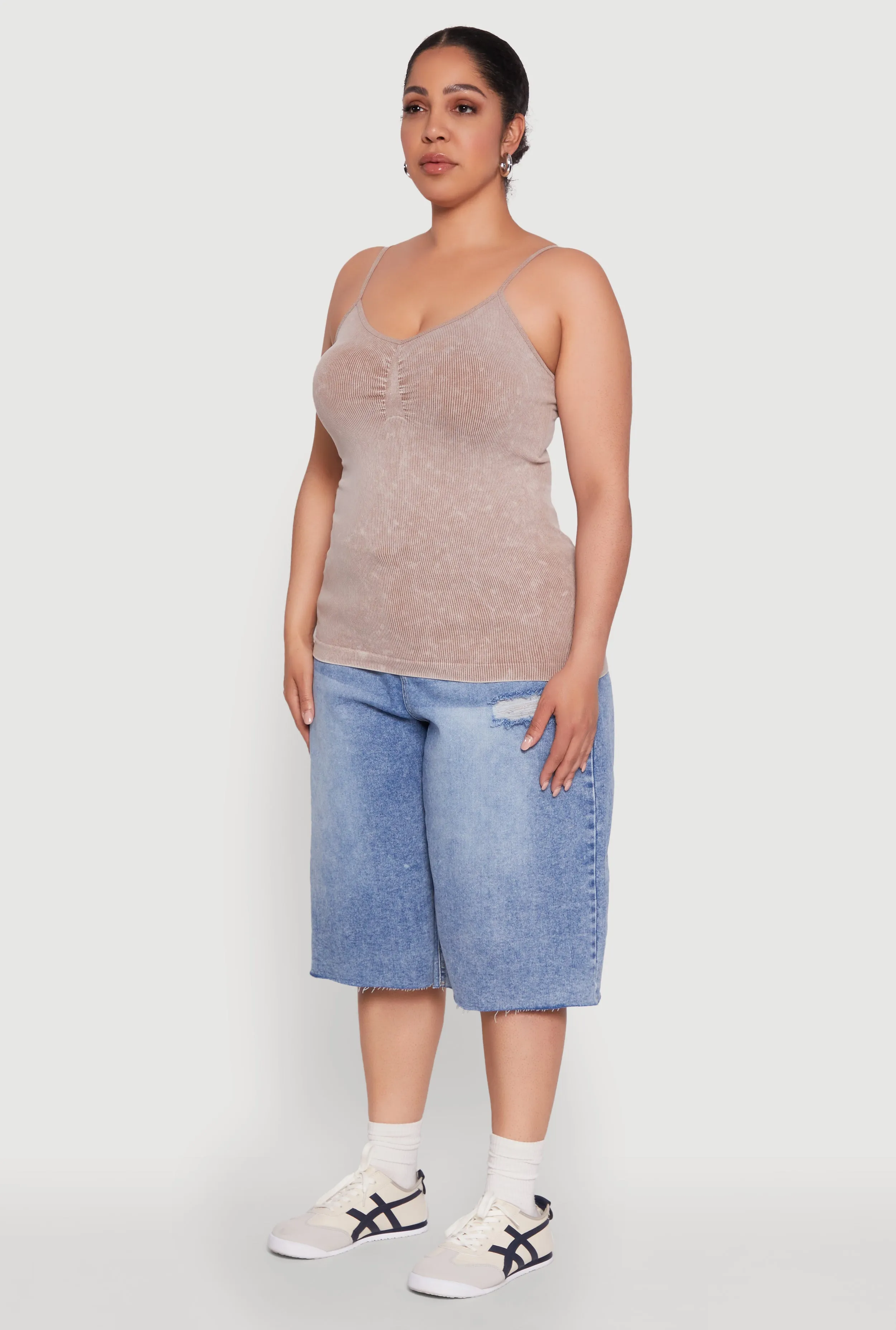 Plus Size Ribbed Knit Seamless Mineral Wash Cami sold by Rainbow product image thumbnail 5