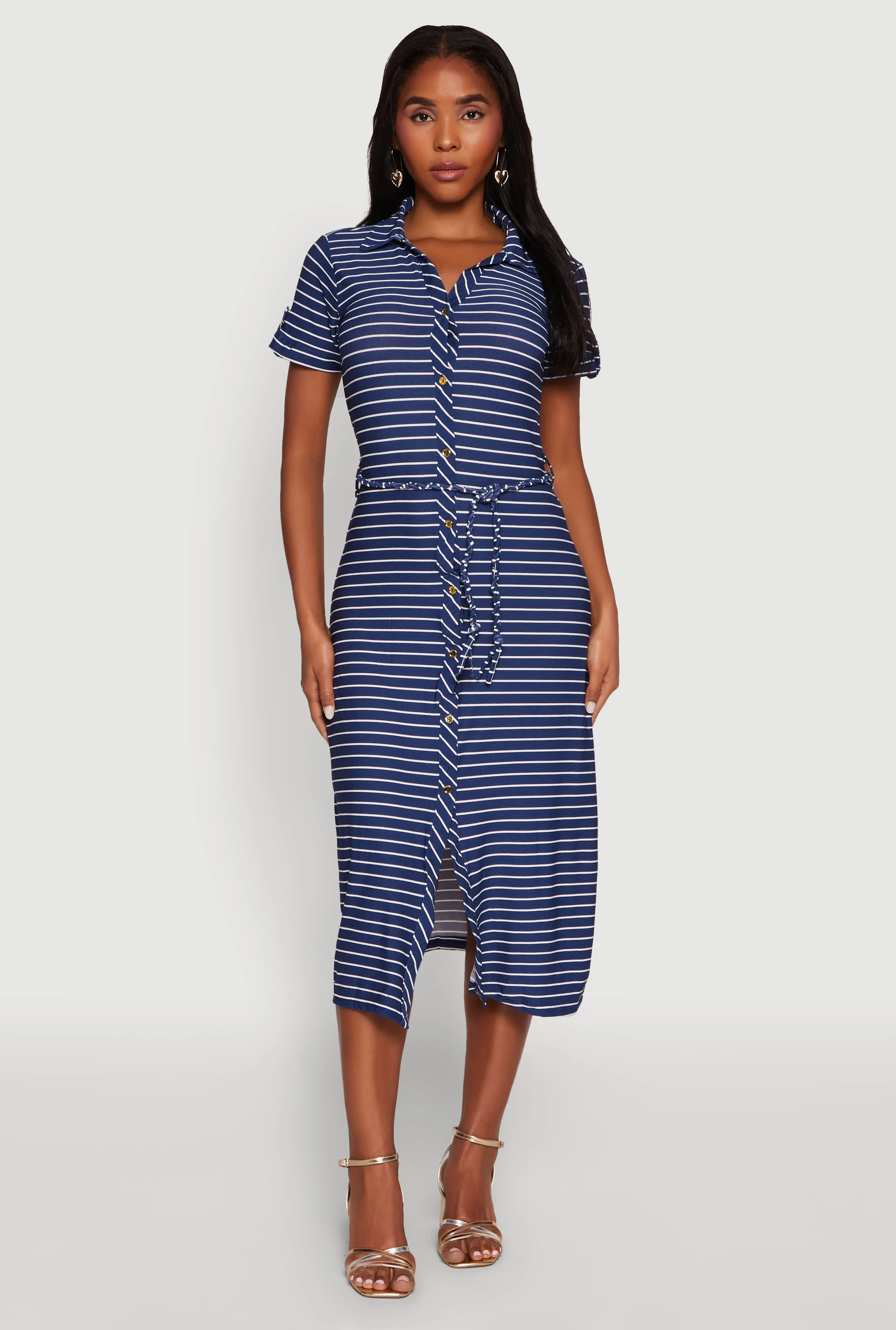 Crepe Knit Striped Shirt Dress sold by Rainbow product image thumbnail 2