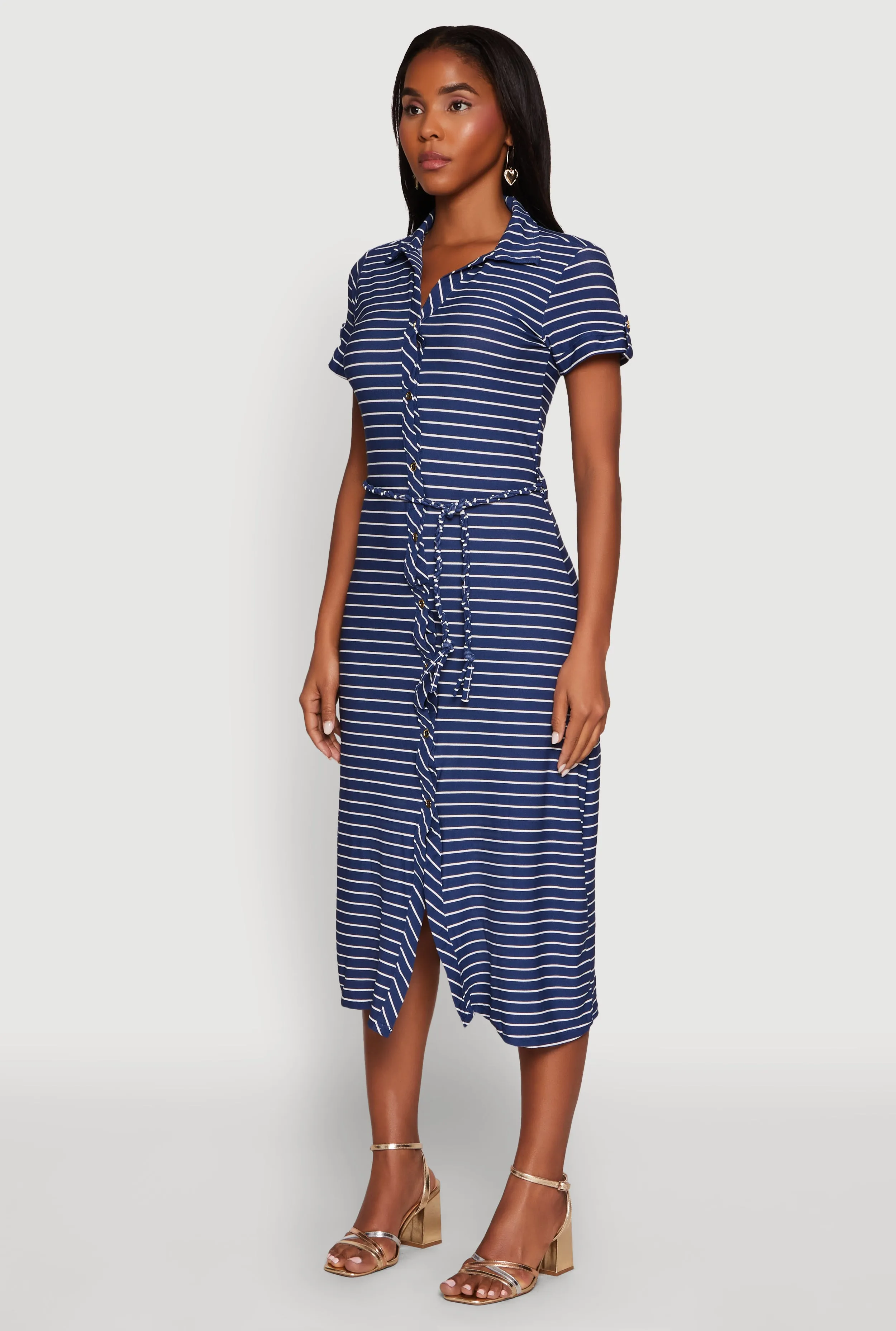 Crepe Knit Striped Shirt Dress sold by Rainbow product image thumbnail 3