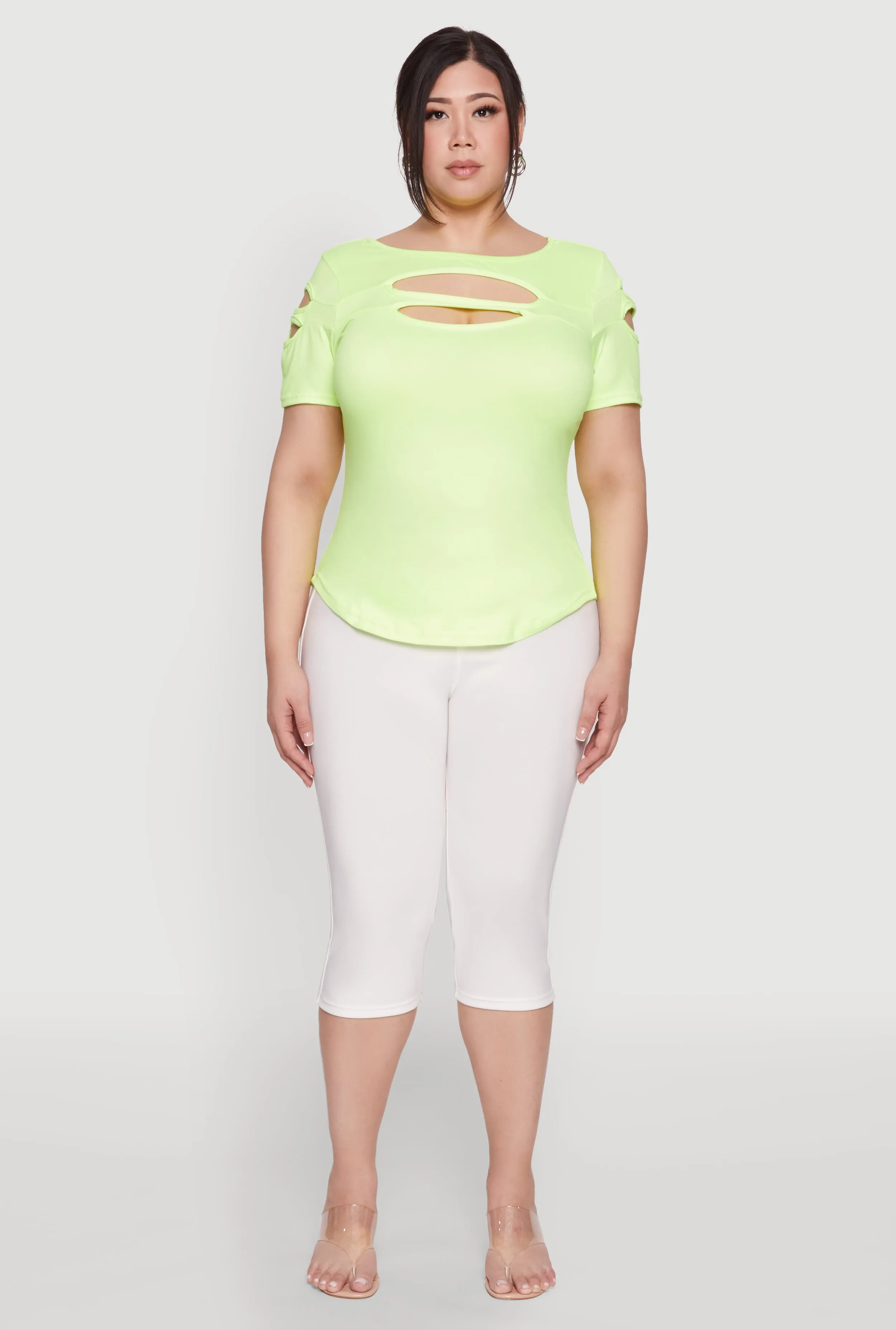 Plus Size Cut Out Crew Neck Tee sold by Rainbow product image thumbnail 3