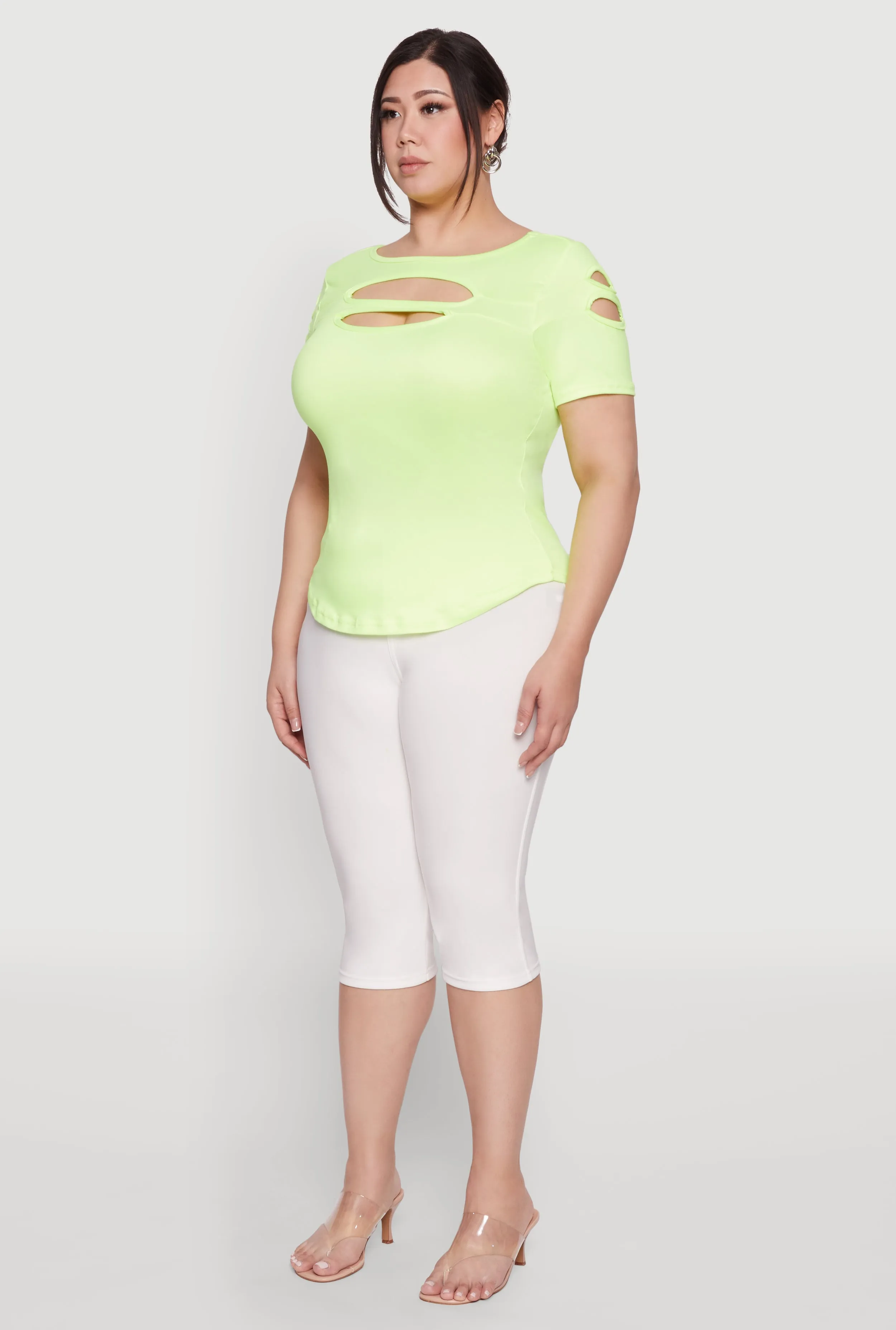 Plus Size Cut Out Crew Neck Tee sold by Rainbow product image thumbnail 5