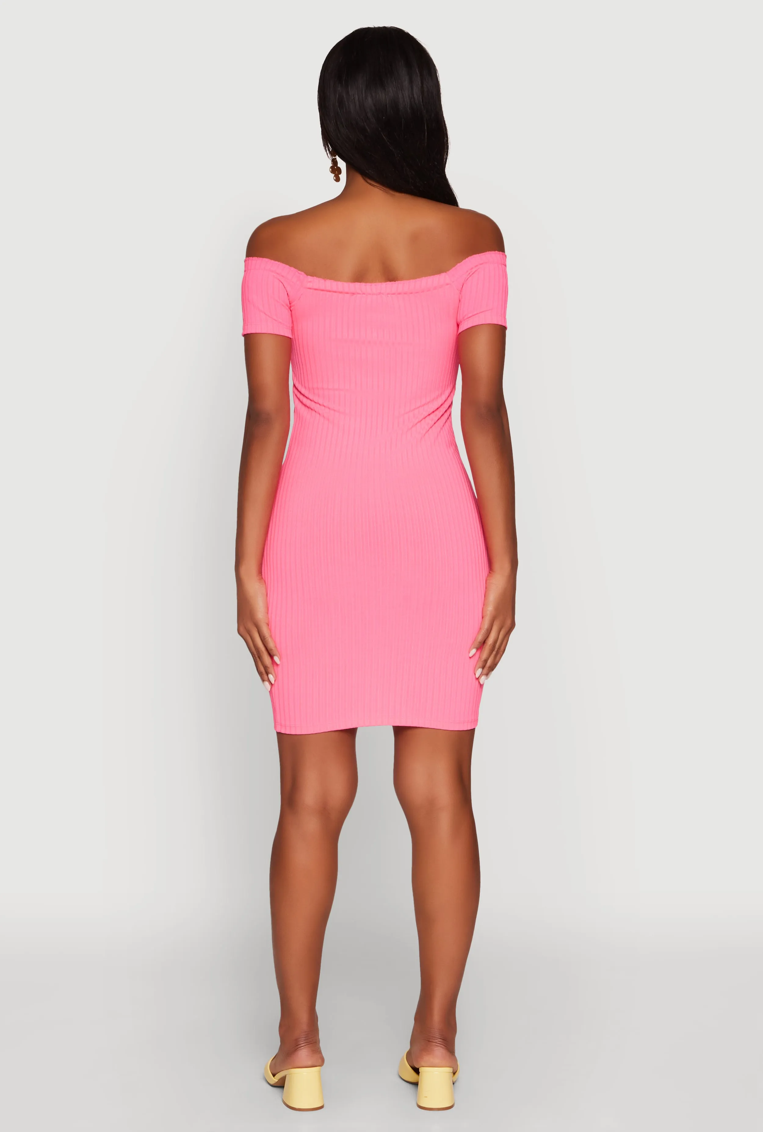 Faux Button Detail Off the Shoulder Mini Dress sold by Rainbow product image thumbnail 5