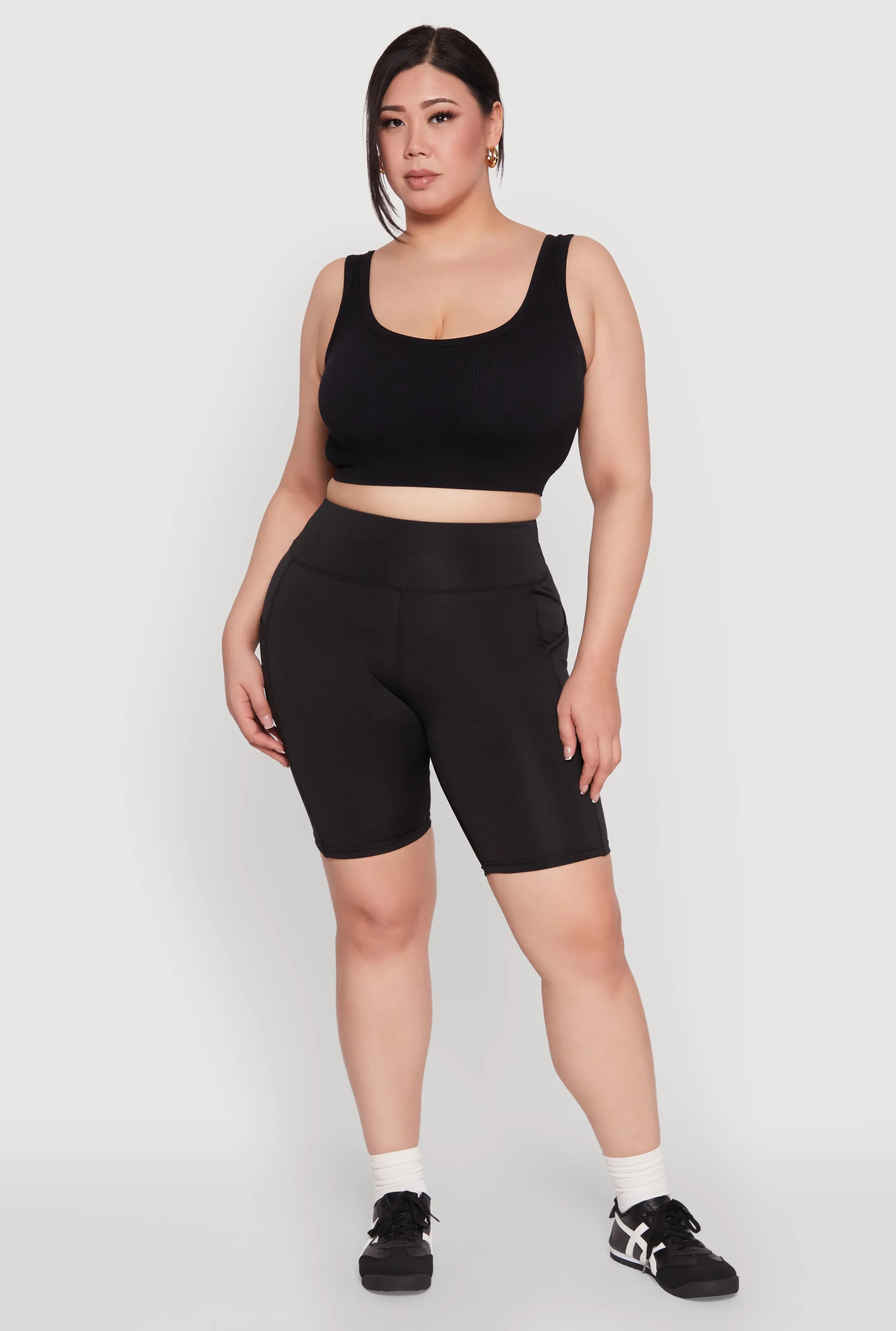 Plus Size Cell Phone Pocket High Waisted Bike Shorts sold by Rainbow product image thumbnail 2