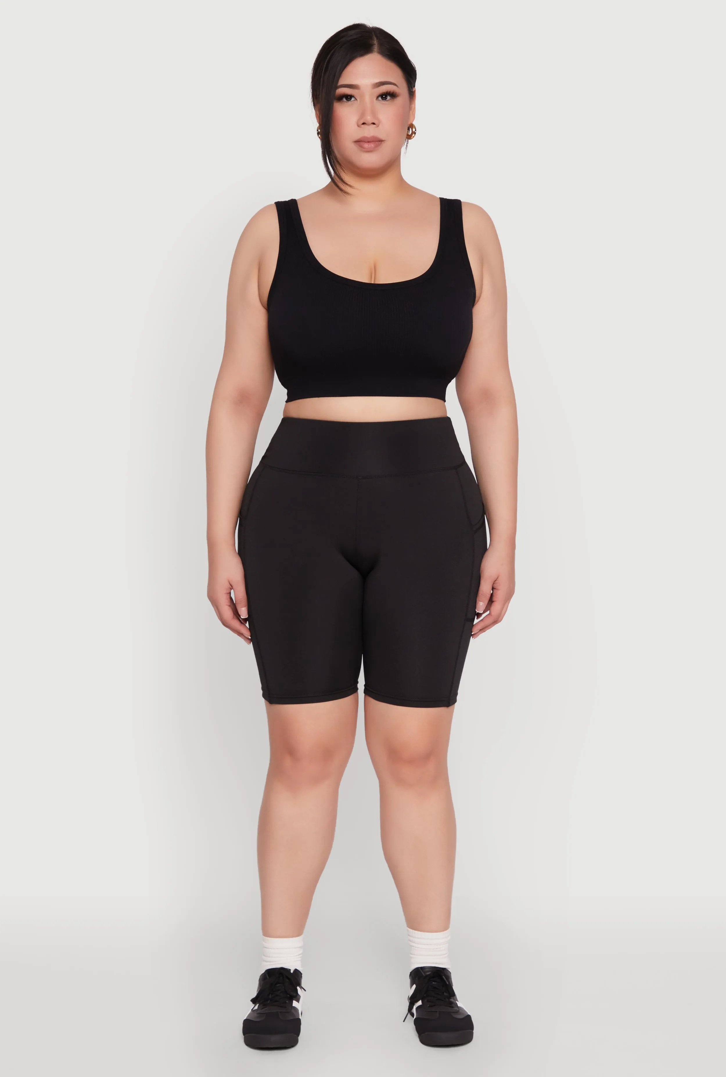 Plus Size Cell Phone Pocket High Waisted Bike Shorts sold by Rainbow