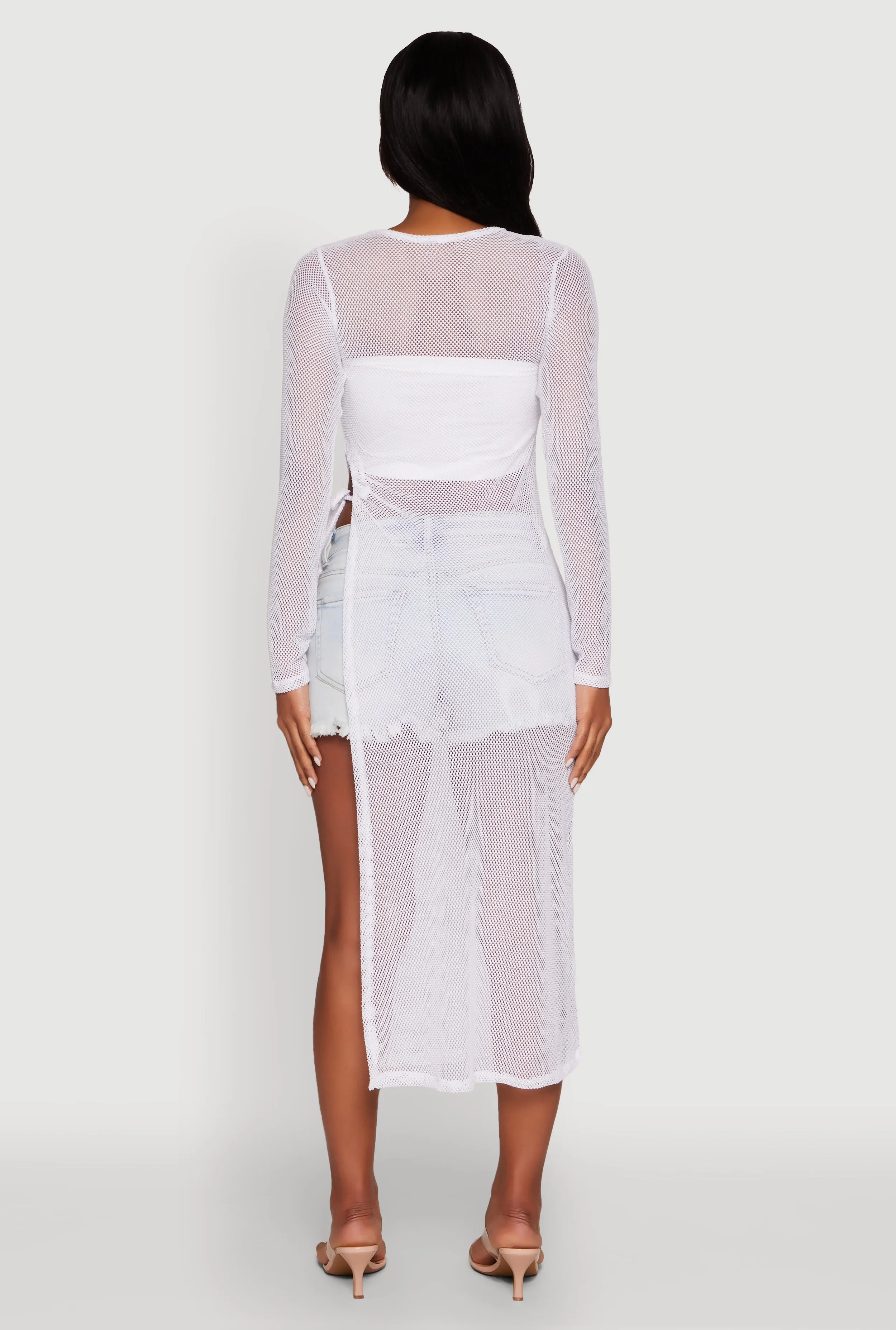 Fishnet Drawstring Keyhole Side Slit Maxi Top sold by Rainbow product image thumbnail 5