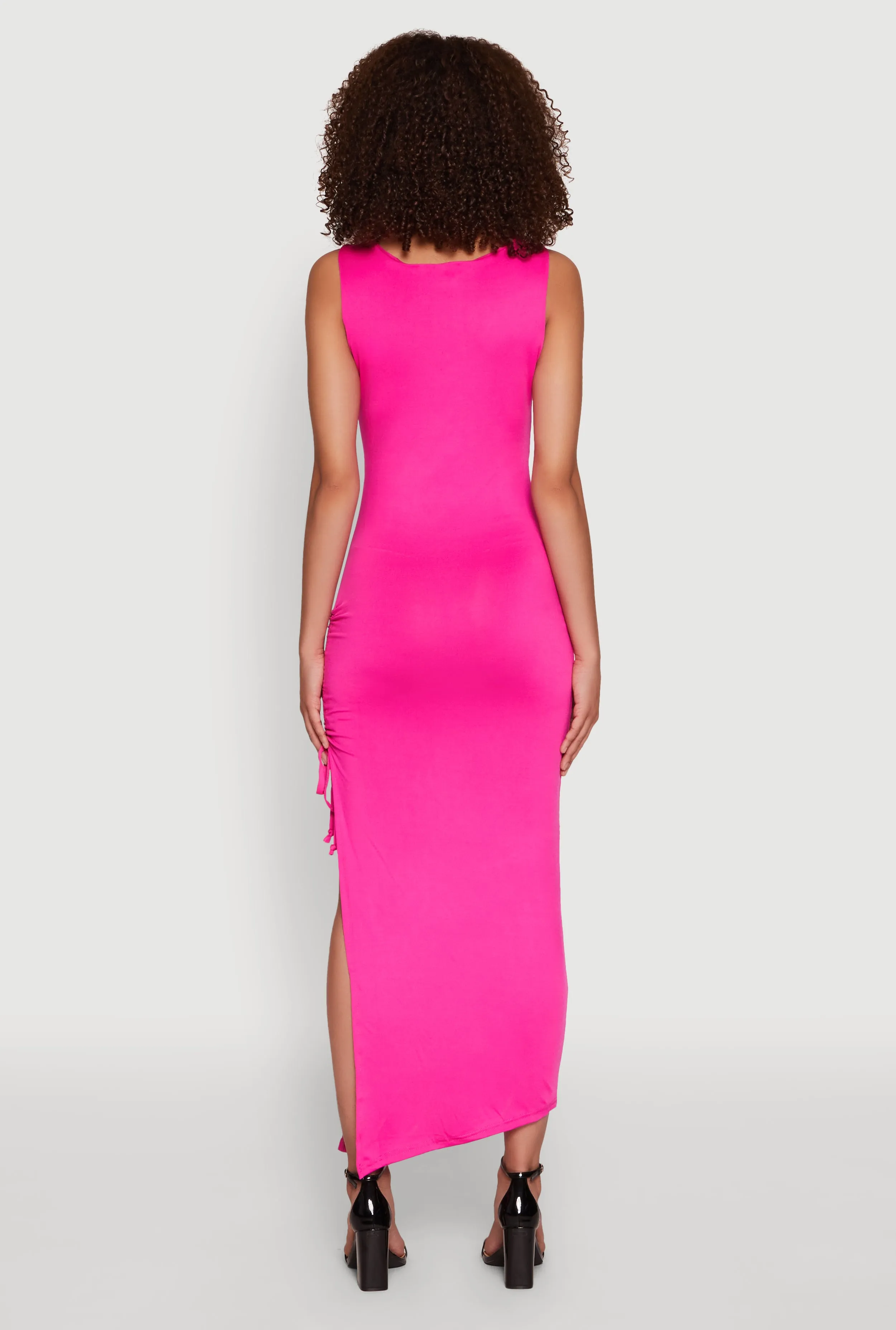 Side Slit Ruched Maxi Tank Dress sold by Rainbow product image thumbnail 5