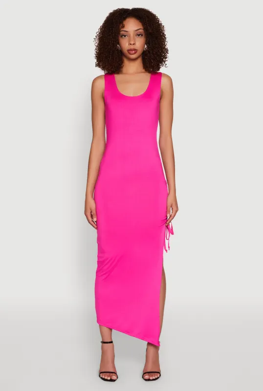 Side Slit Ruched Maxi Tank Dress sold by Rainbow