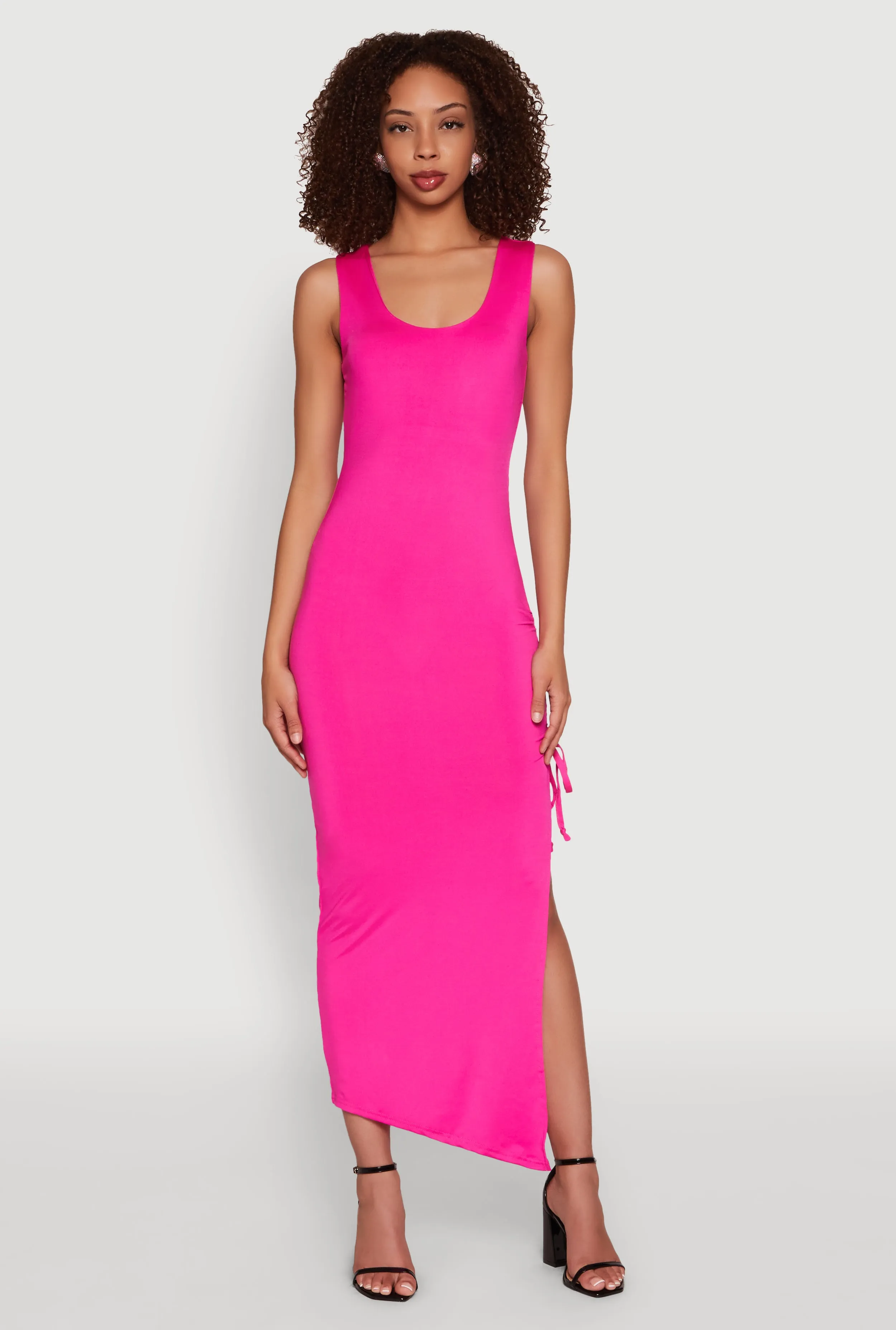 Side Slit Ruched Maxi Tank Dress sold by Rainbow product image thumbnail 2