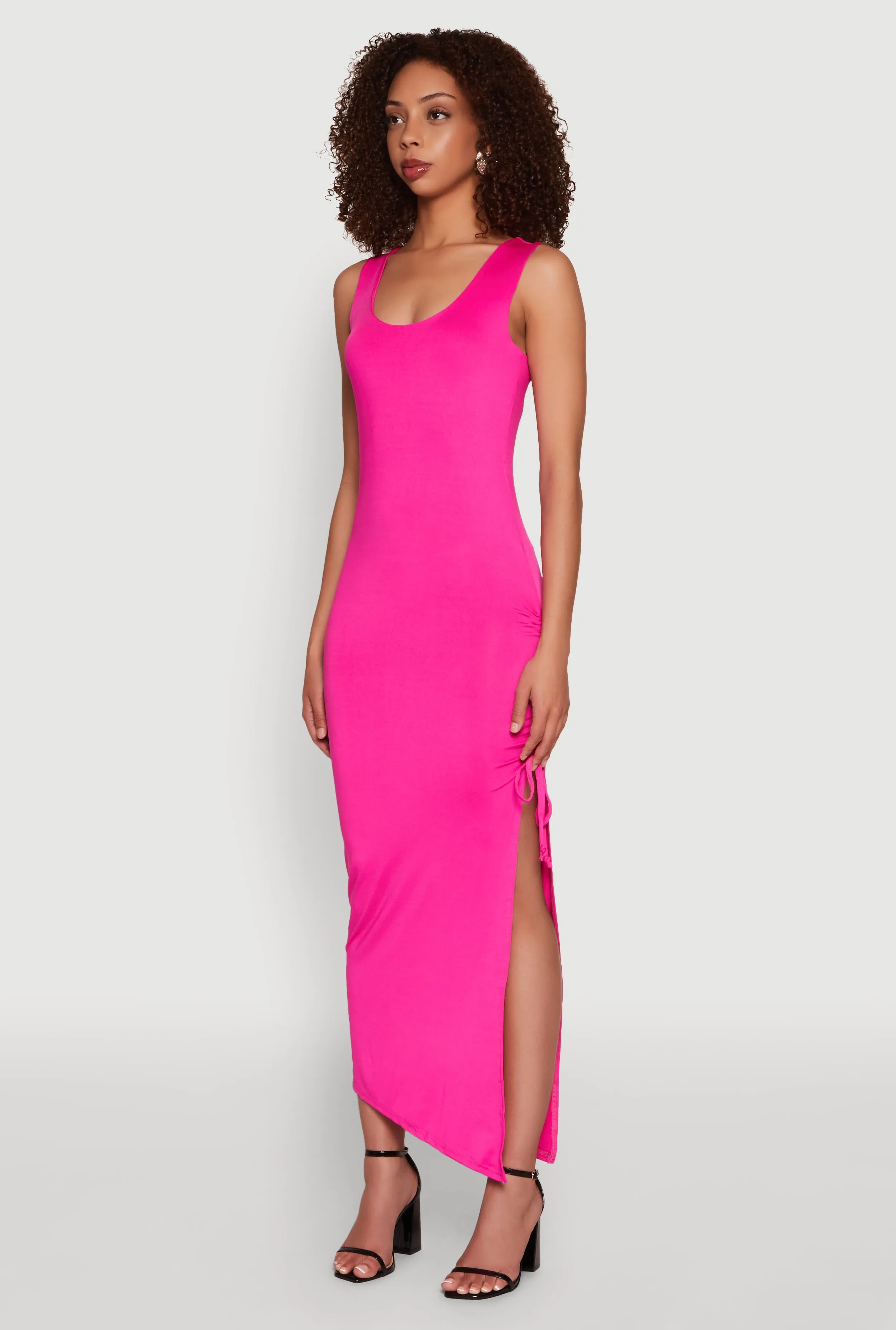 Side Slit Ruched Maxi Tank Dress sold by Rainbow product image thumbnail 3