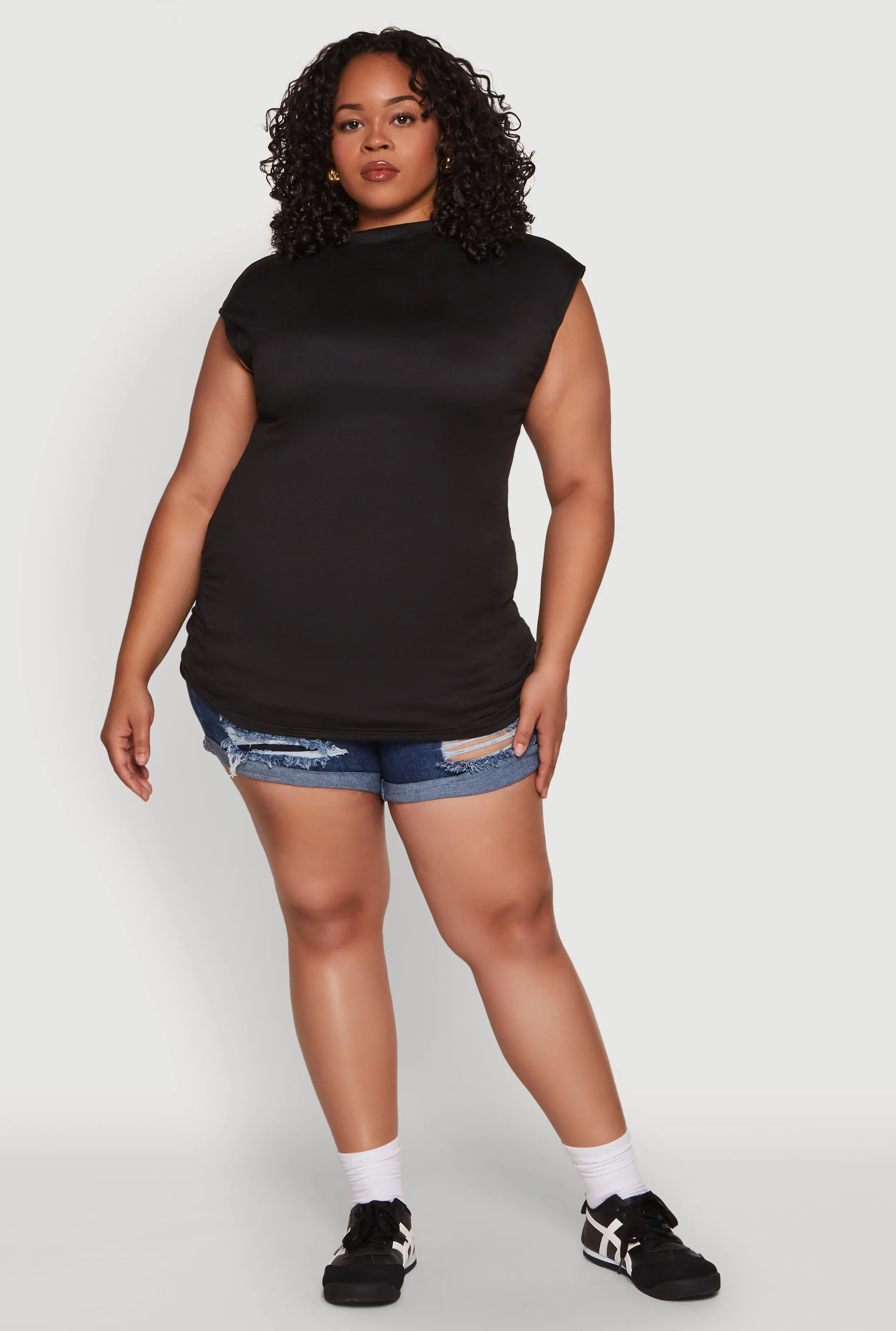 Plus Size Ruched Cap Sleeve Top sold by Rainbow product image thumbnail 3