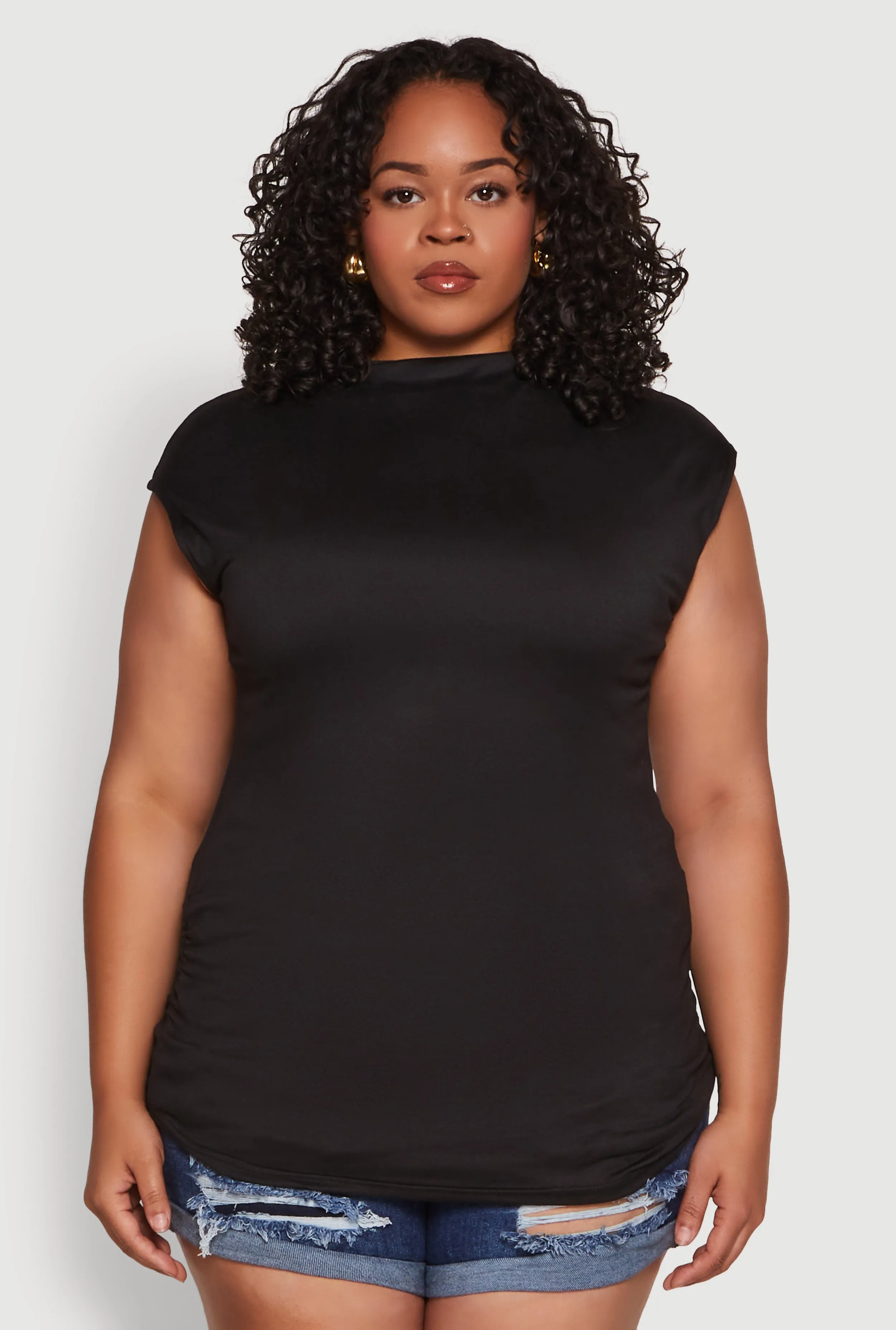 Plus Size Ruched Cap Sleeve Top sold by Rainbow product image thumbnail 2