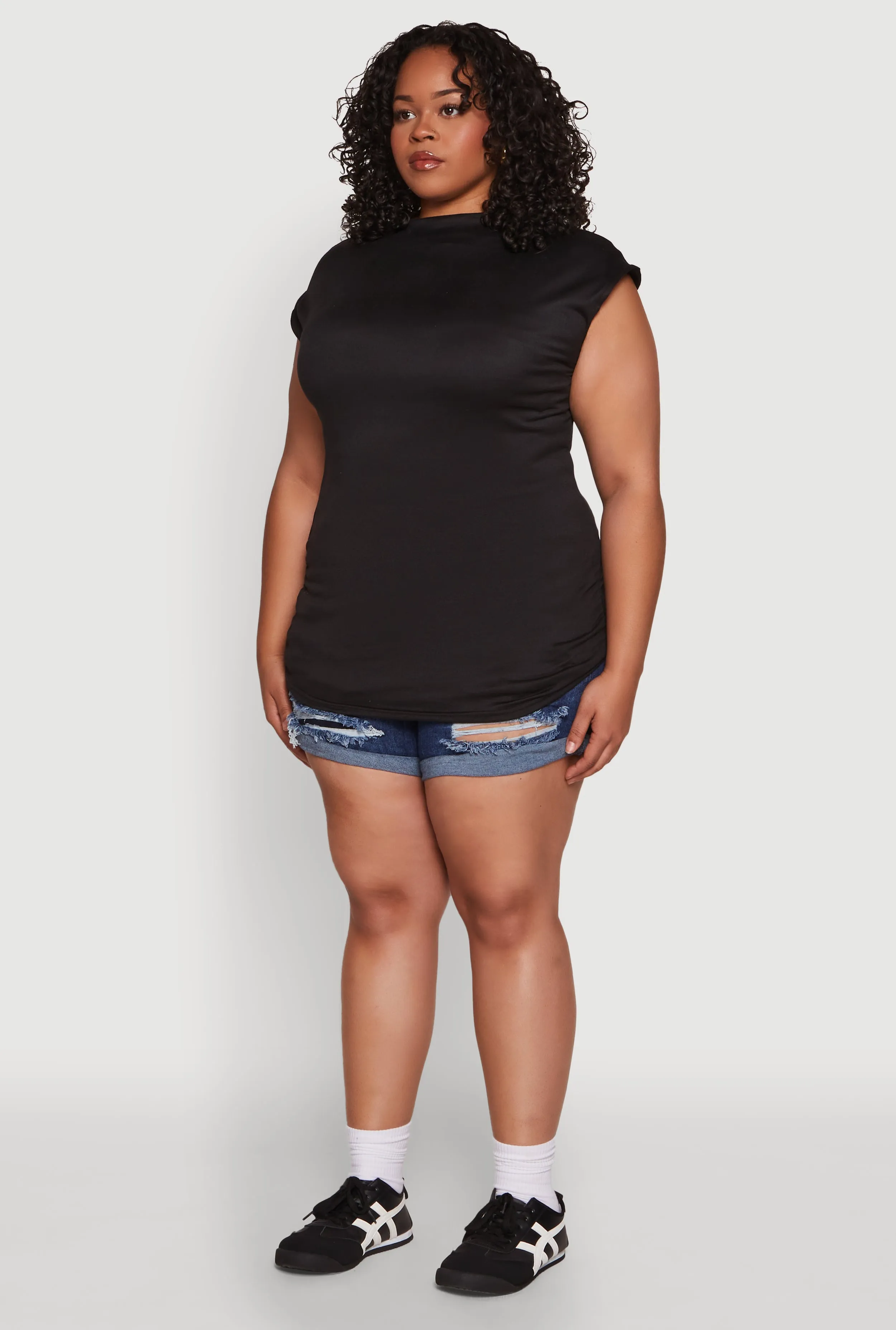 Plus Size Ruched Cap Sleeve Top sold by Rainbow product image thumbnail 5
