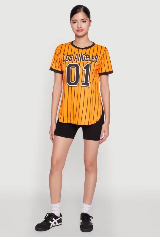 Los Angeles 01 Pinstripe Baseball Jersey sold by Rainbow