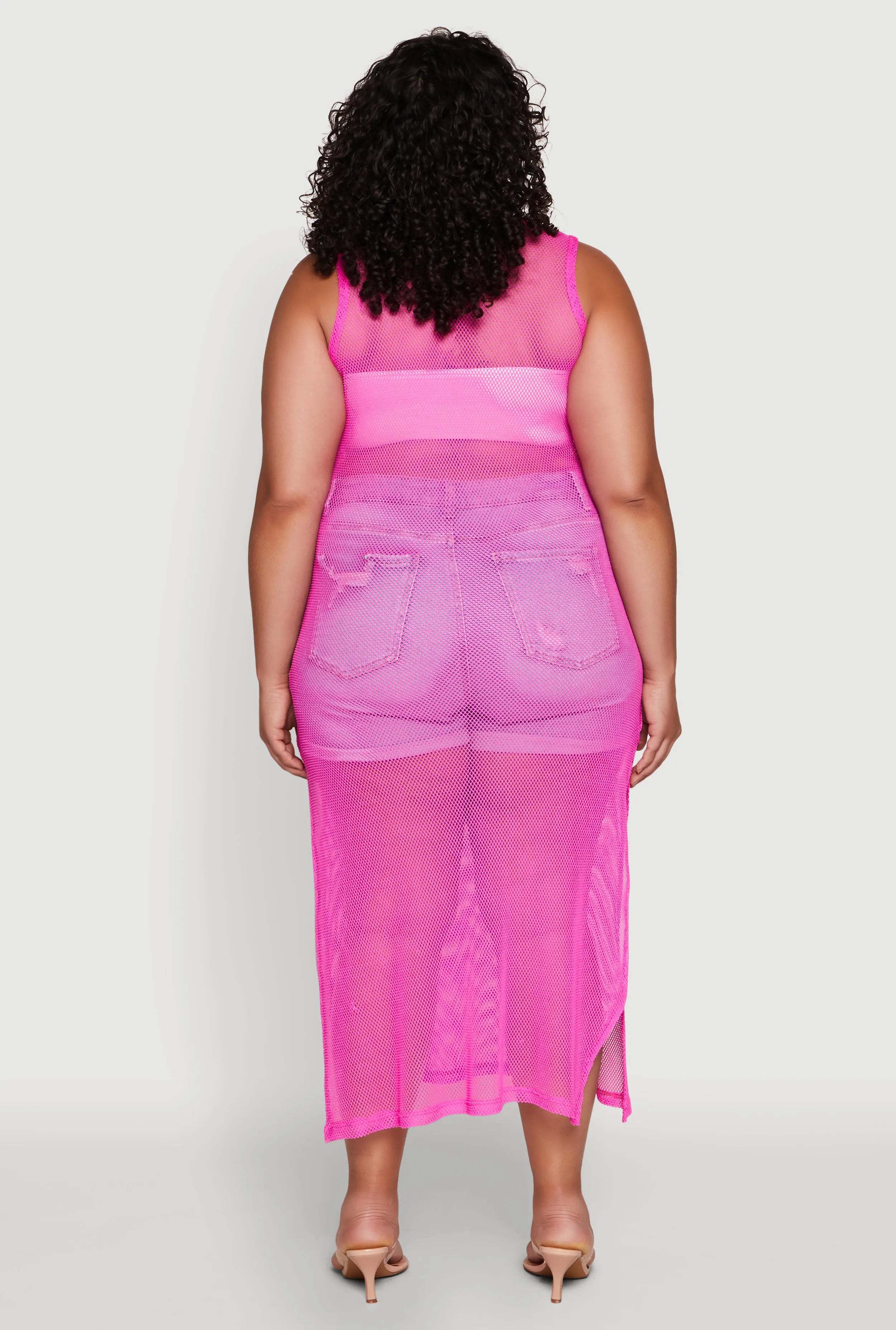 Plus Size Fishnet Side Slit Maxi Tank Top sold by Rainbow product image thumbnail 5