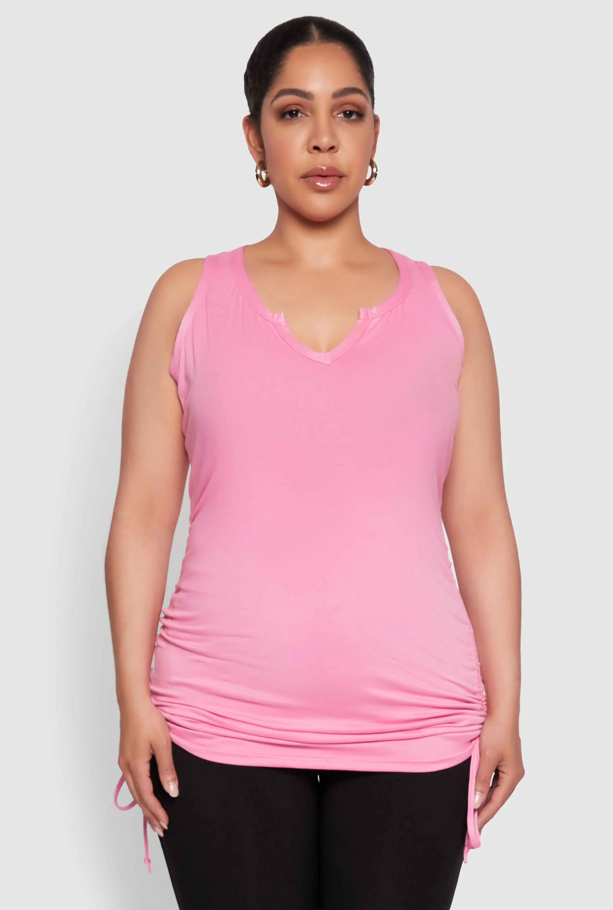 Plus Size Notch Neck Drawstring Side Tank Top sold by Rainbow product image thumbnail 2