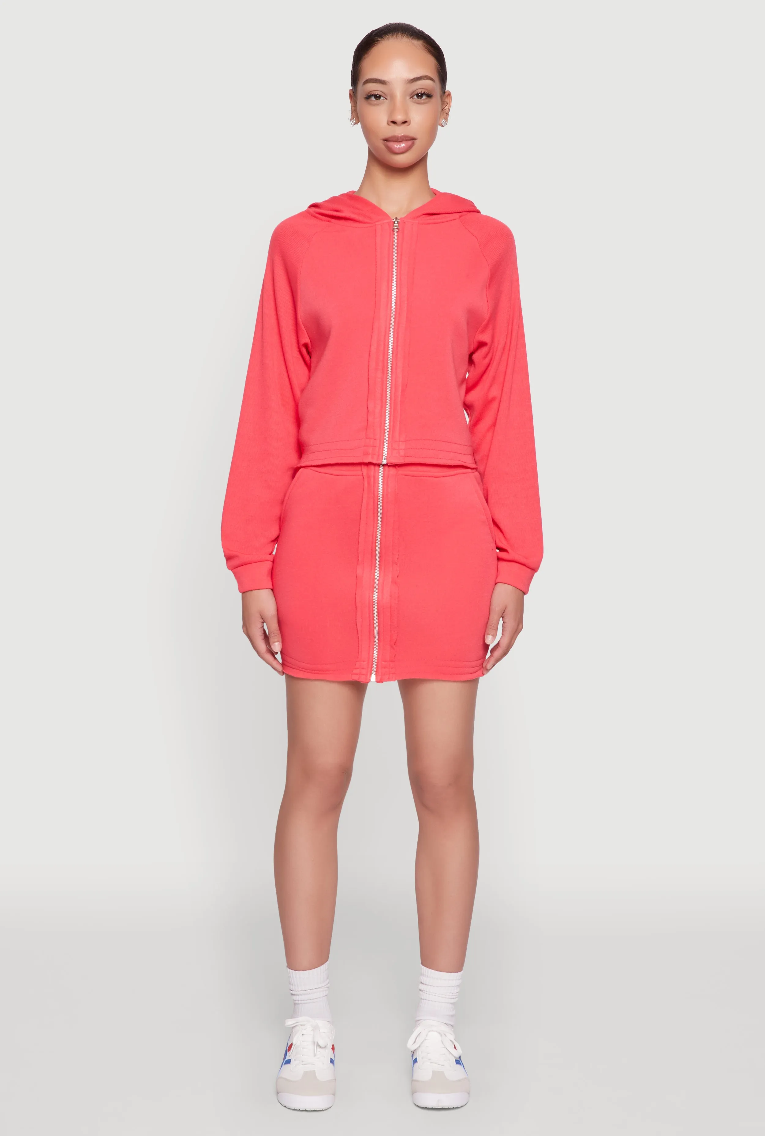 Fleece Lined Rib Knit Zip Front Sweatshirt sold by Rainbow product image thumbnail 3