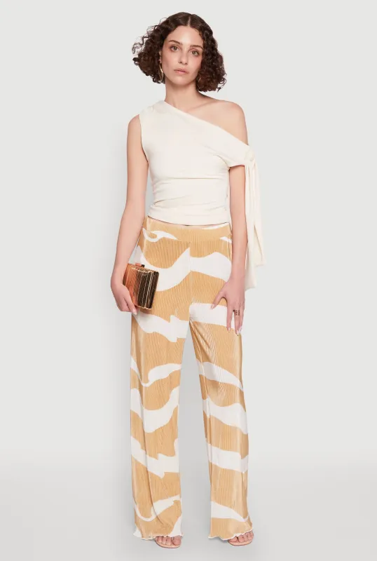 Iris Plisse Abstract Print Lettuce Edge Pants sold by Rainbow