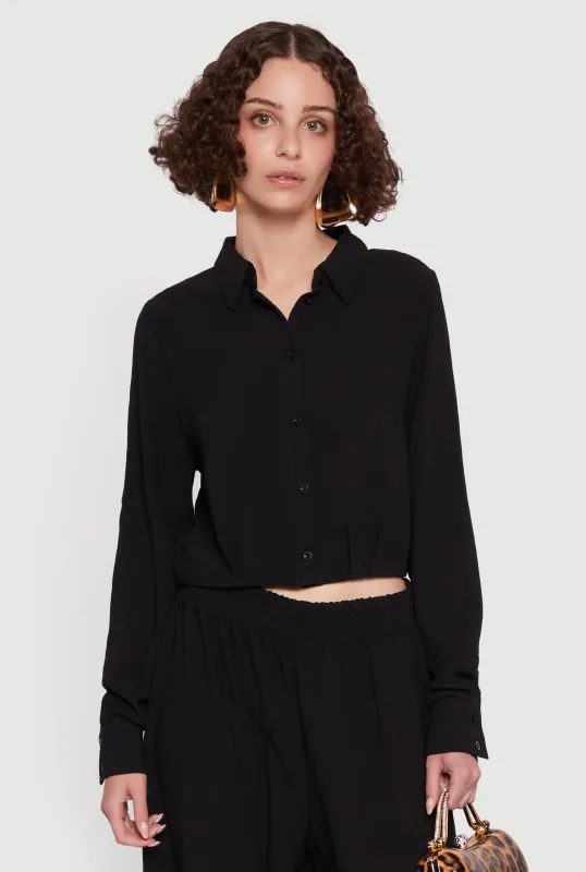 Haute Monde Pleated Cropped Shirt sold by Rainbow