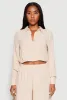 Haute Monde Pleated Cropped Shirt sold by Rainbow