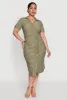 Plus Size Striped Tie Waist Button Front Shirt Dress sold by Rainbow