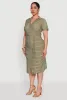 Plus Size Striped Tie Waist Button Front Shirt Dress sold by Rainbow