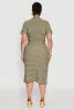 Plus Size Striped Tie Waist Button Front Shirt Dress sold by Rainbow