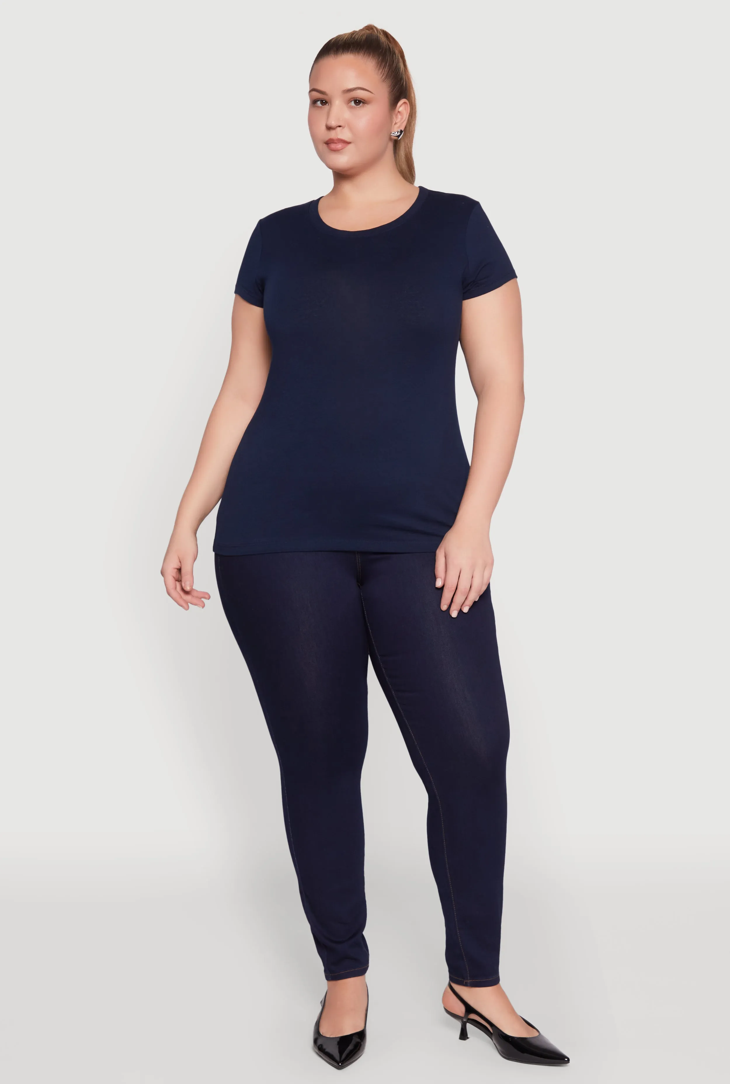 Plus Size Basic Crew Neck Tee sold by Rainbow