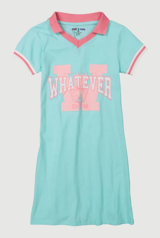 Girls Whatever I Do Graphic Polo Dress sold by Rainbow