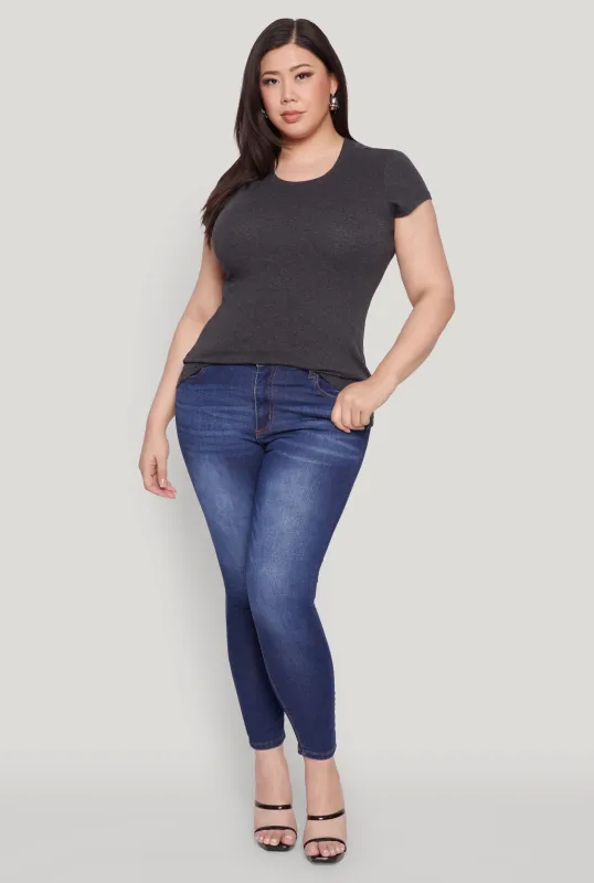Plus Size Basic Crew Neck Tee sold by Rainbow
