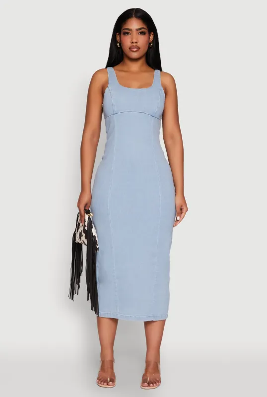 Haute Monde Denim Slit Back Tank Dress sold by Rainbow